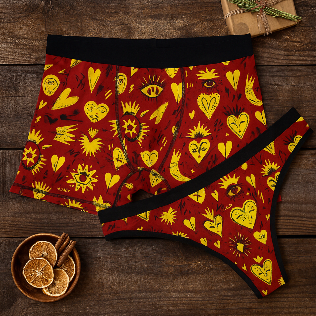 Matching underwear Magic Halloween for couples boxer & thong set