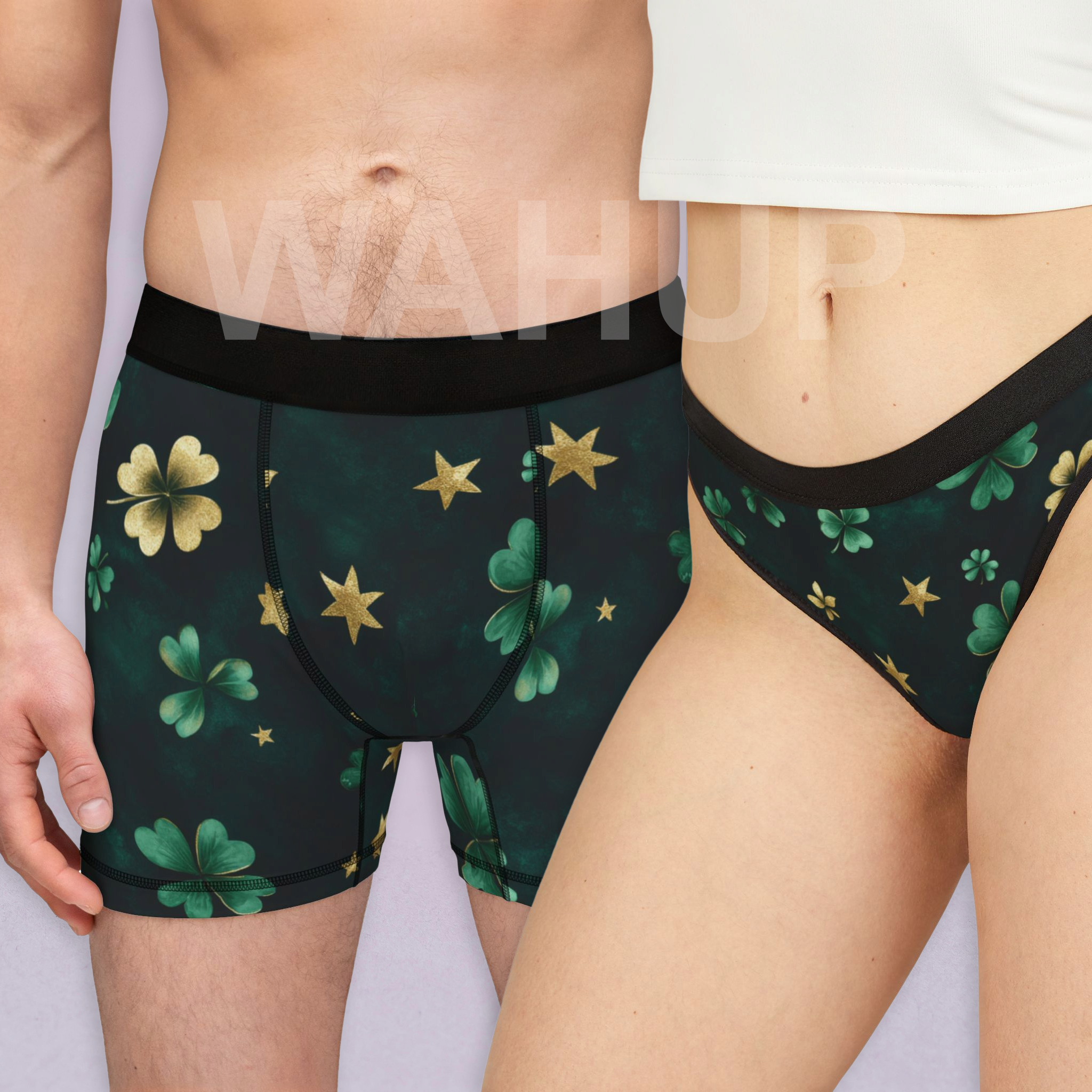 Matching underwear St Patricks Day for couples boxer & thong set
