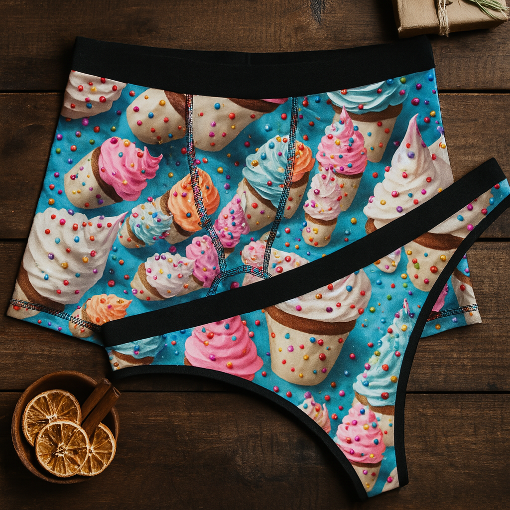 Matching underwear Sprinkled Ice Cream for couples boxer & thong set
