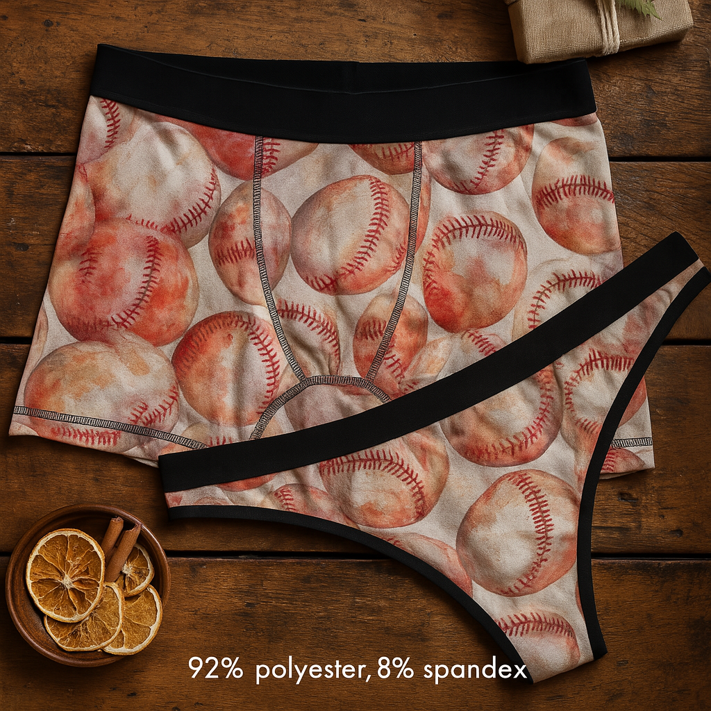 Matching underwear Watercolor Baseball One for couples boxer & thong set