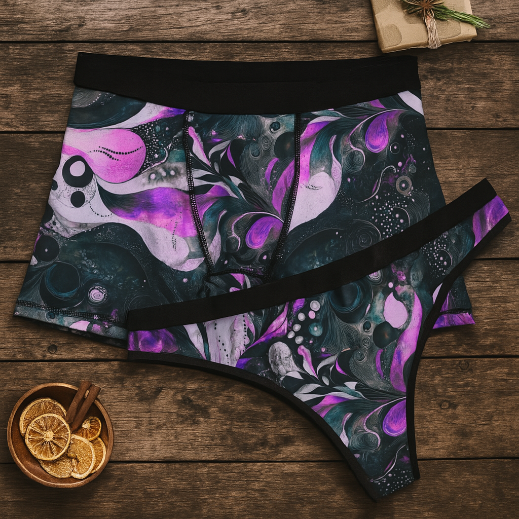 Matching underwear Watercolor Abstract for couples boxer & thong set