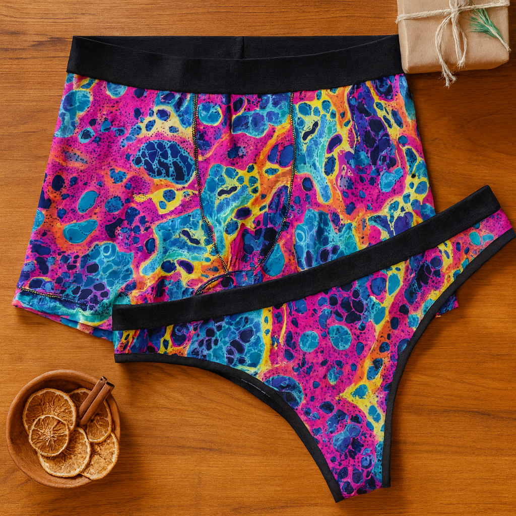 Matching underwear Rainbow Leopard for couples boxer & thong set