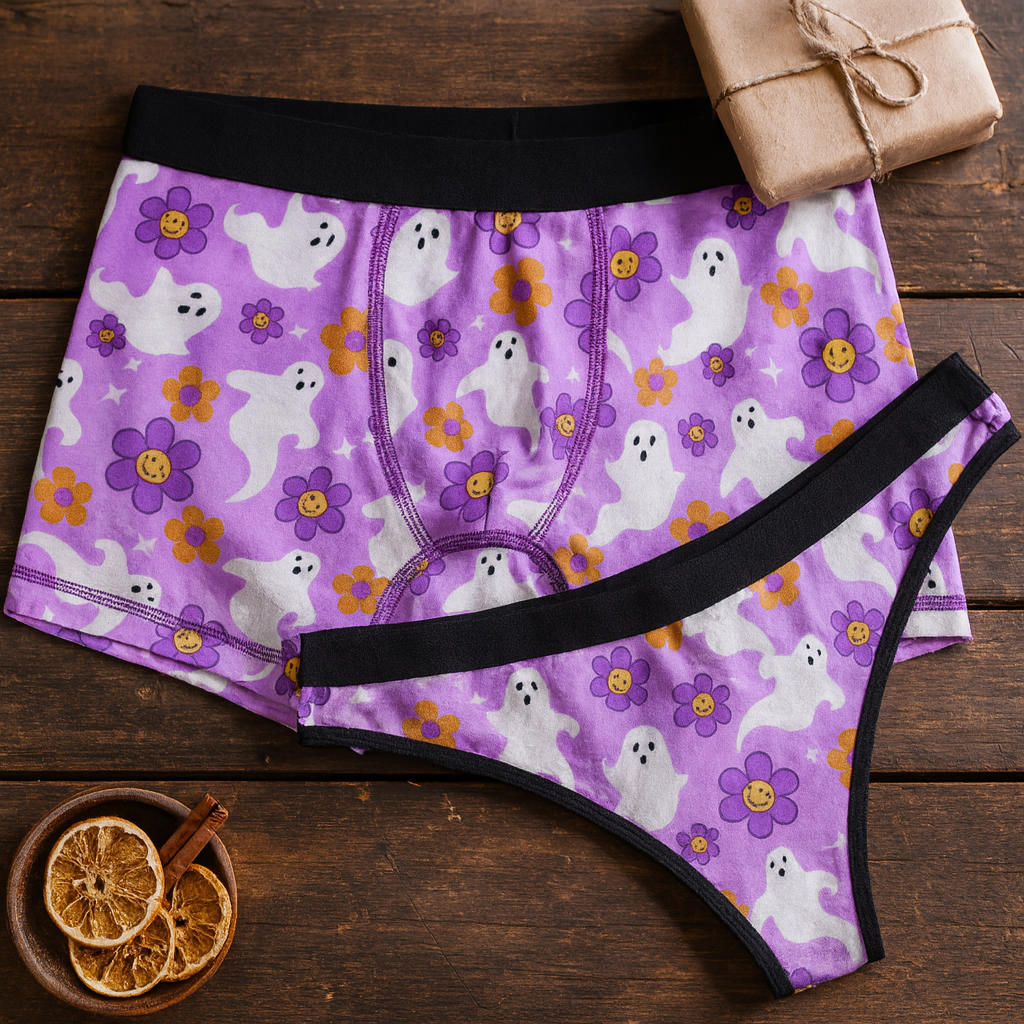 Matching underwear Groovy Halloween for couples boxer & thong set