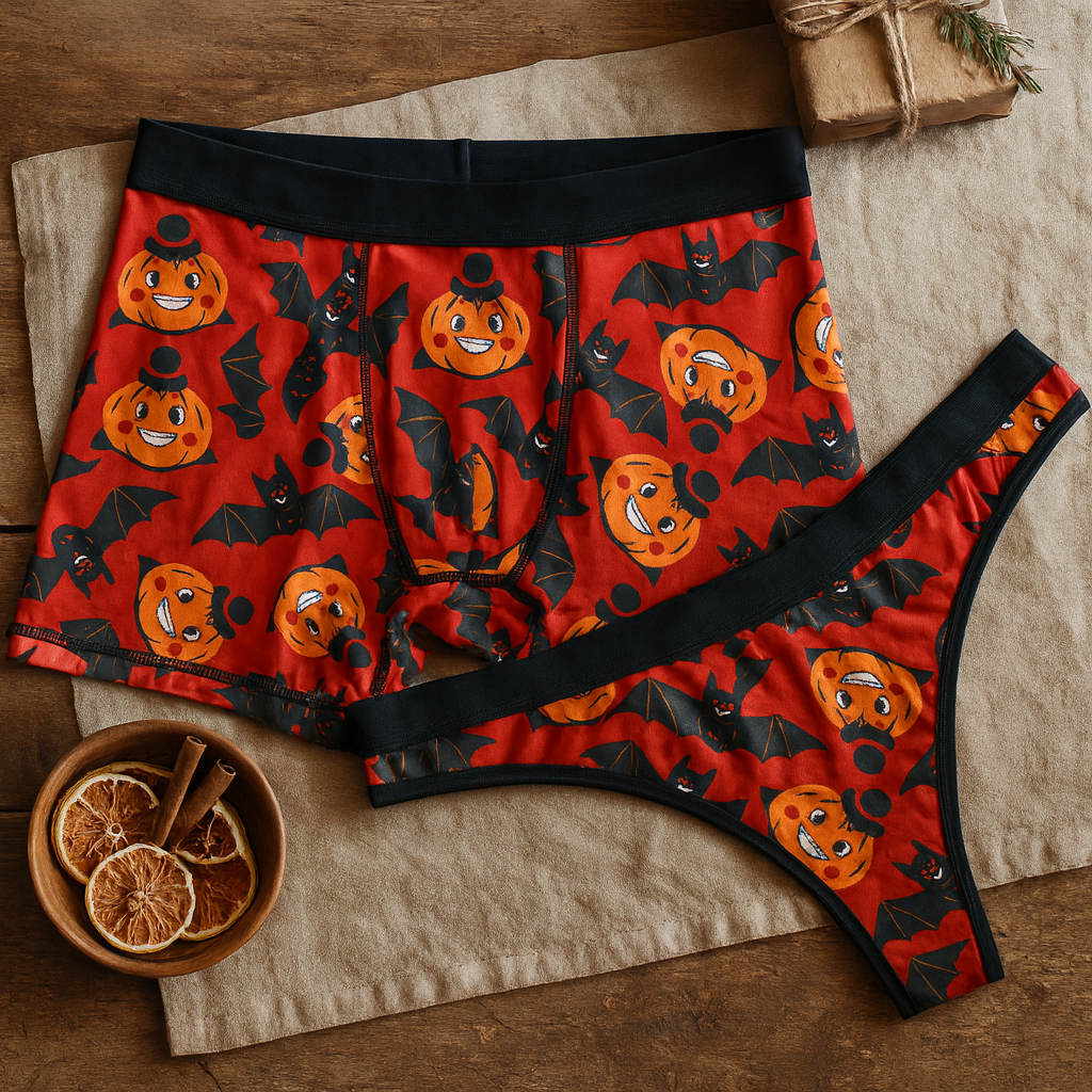 Matching underwear Funny Halloween for couples boxer & thong set