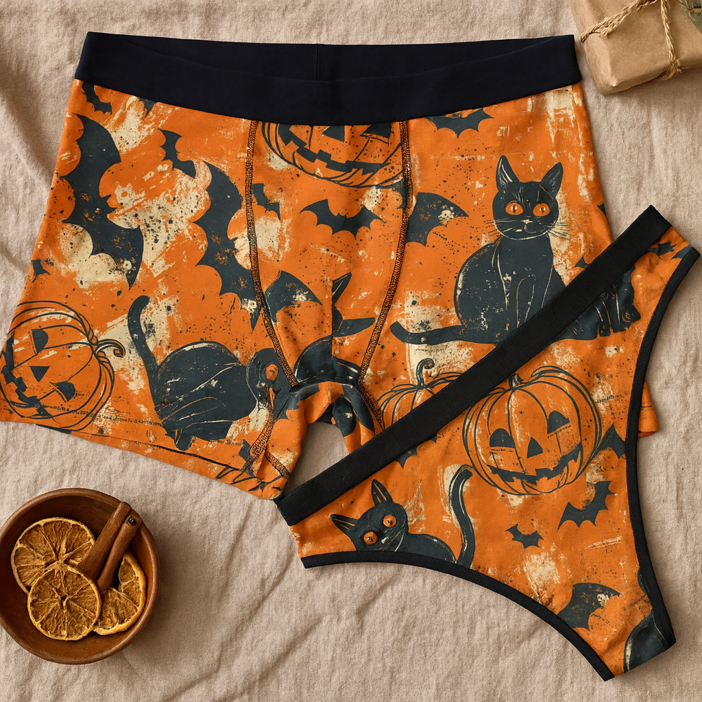 Matching underwear Spooky Halloween for couples boxer & thong set