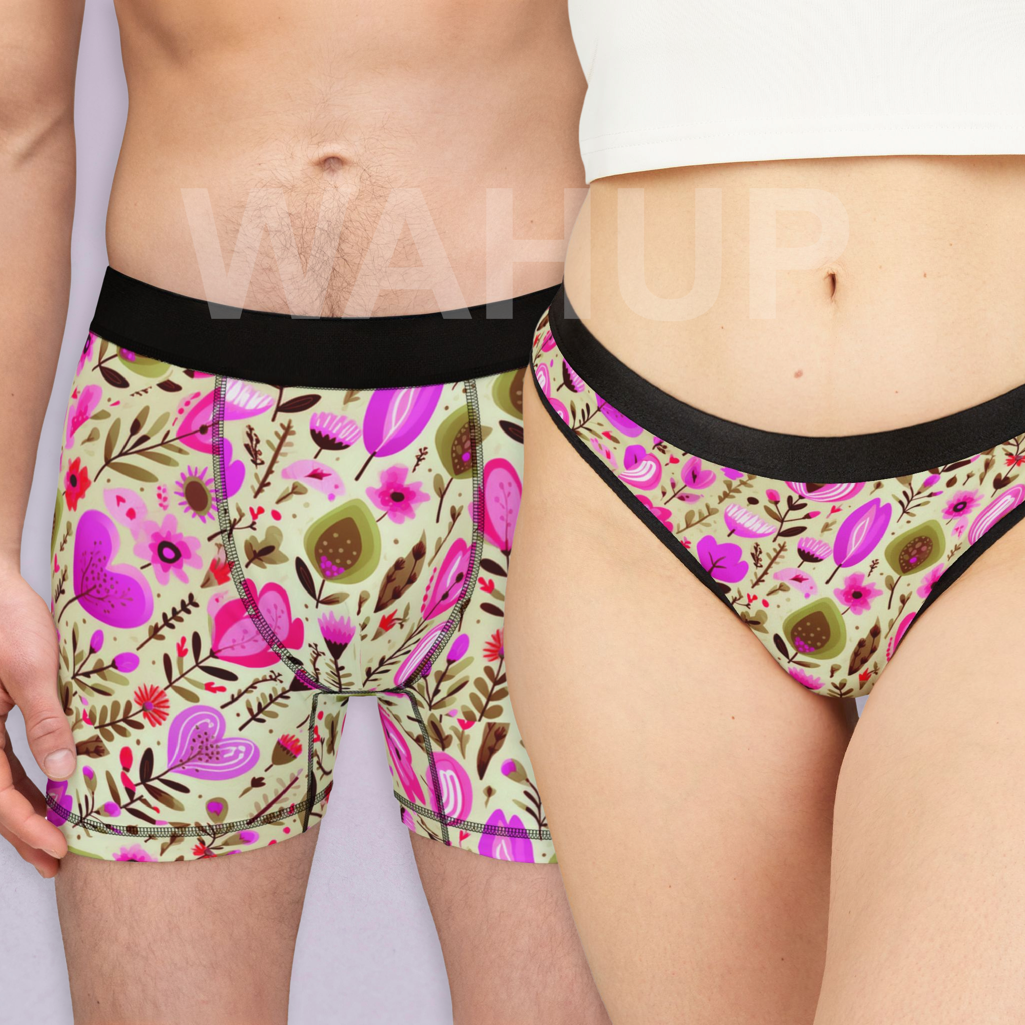 Matching underwear Pastel Love for couples boxer & thong set