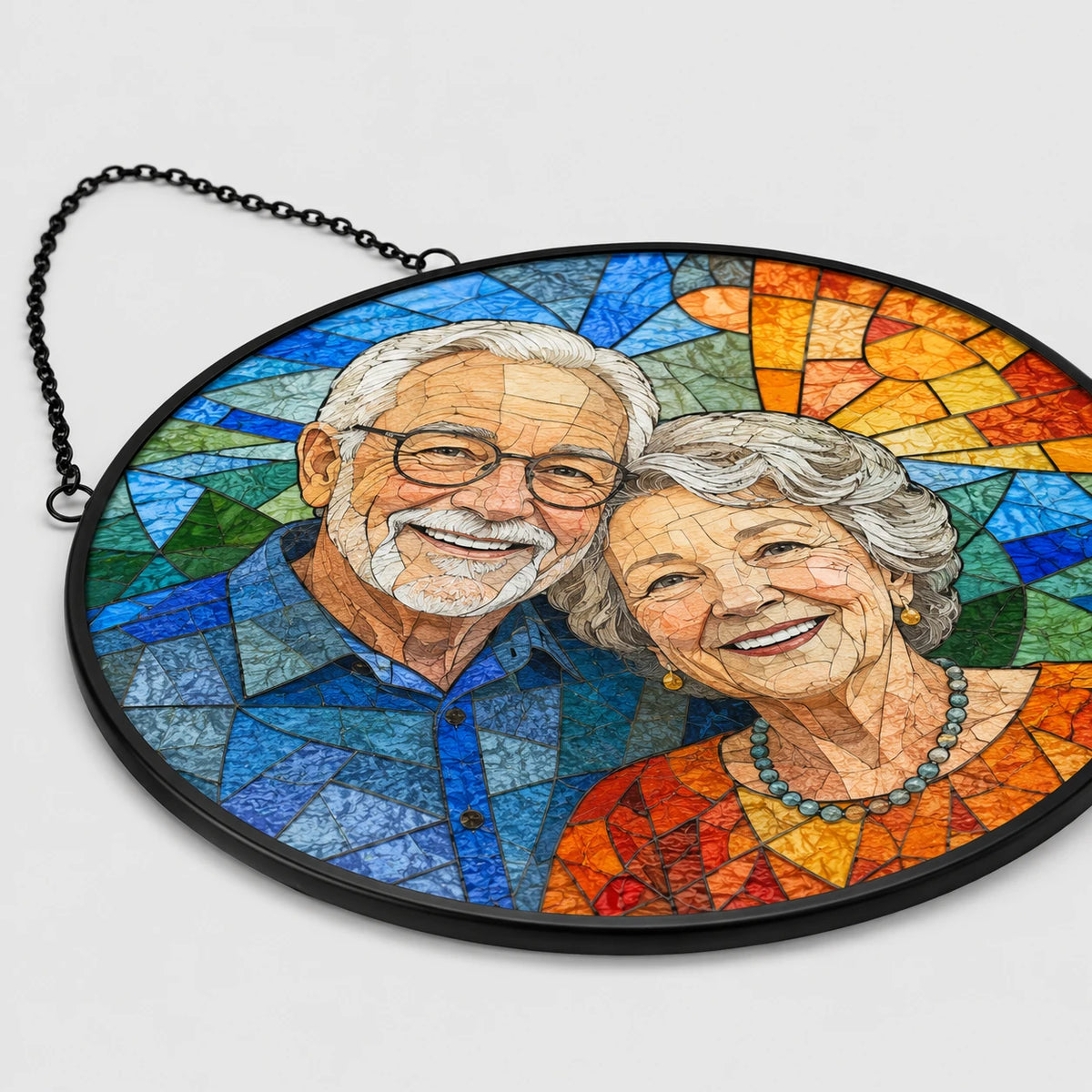 Custom Photo Family Portrait Stained Glass Suncatcher Window Hanging