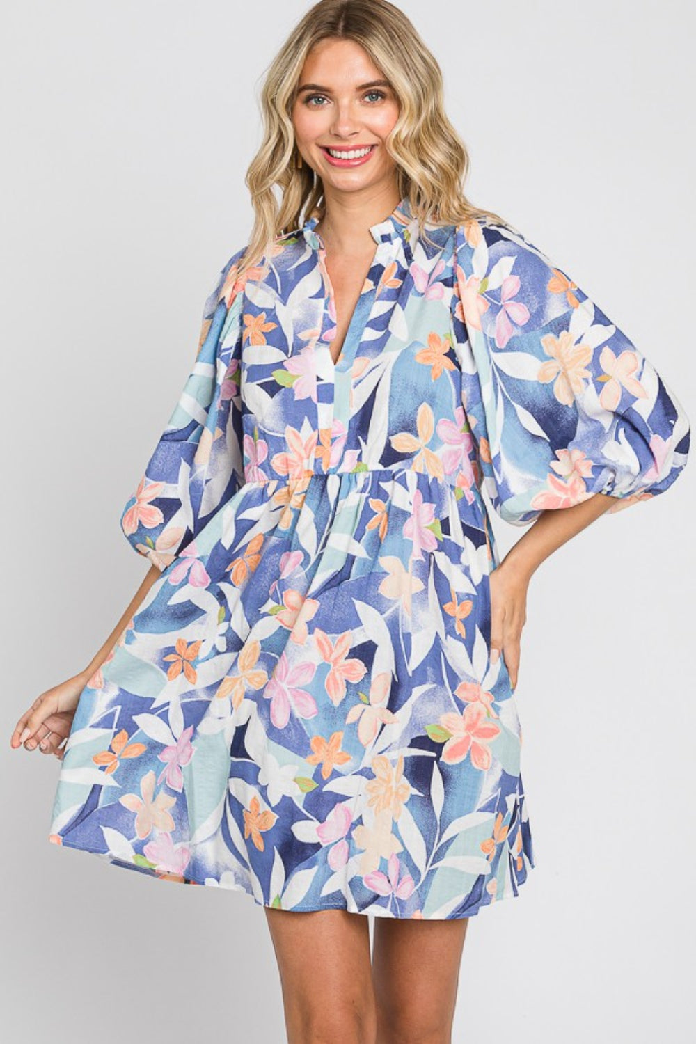 Chic Floral Print Mini Dress for Graduation and Commencement Celebrations
