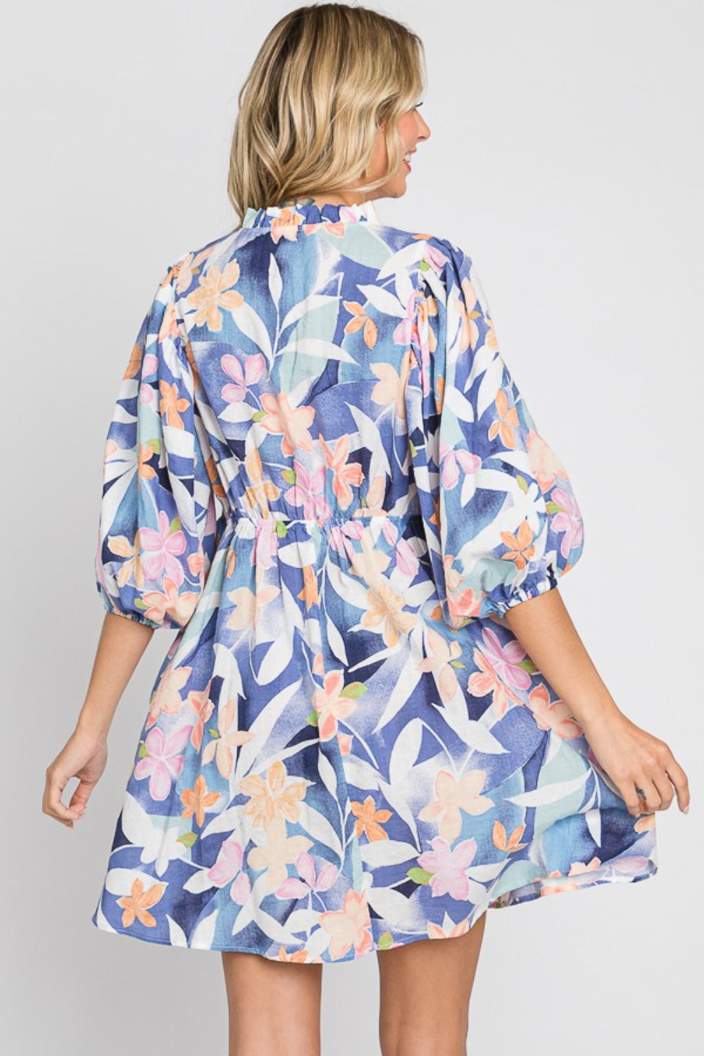 Chic Floral Print Mini Dress for Graduation and Commencement Celebrations