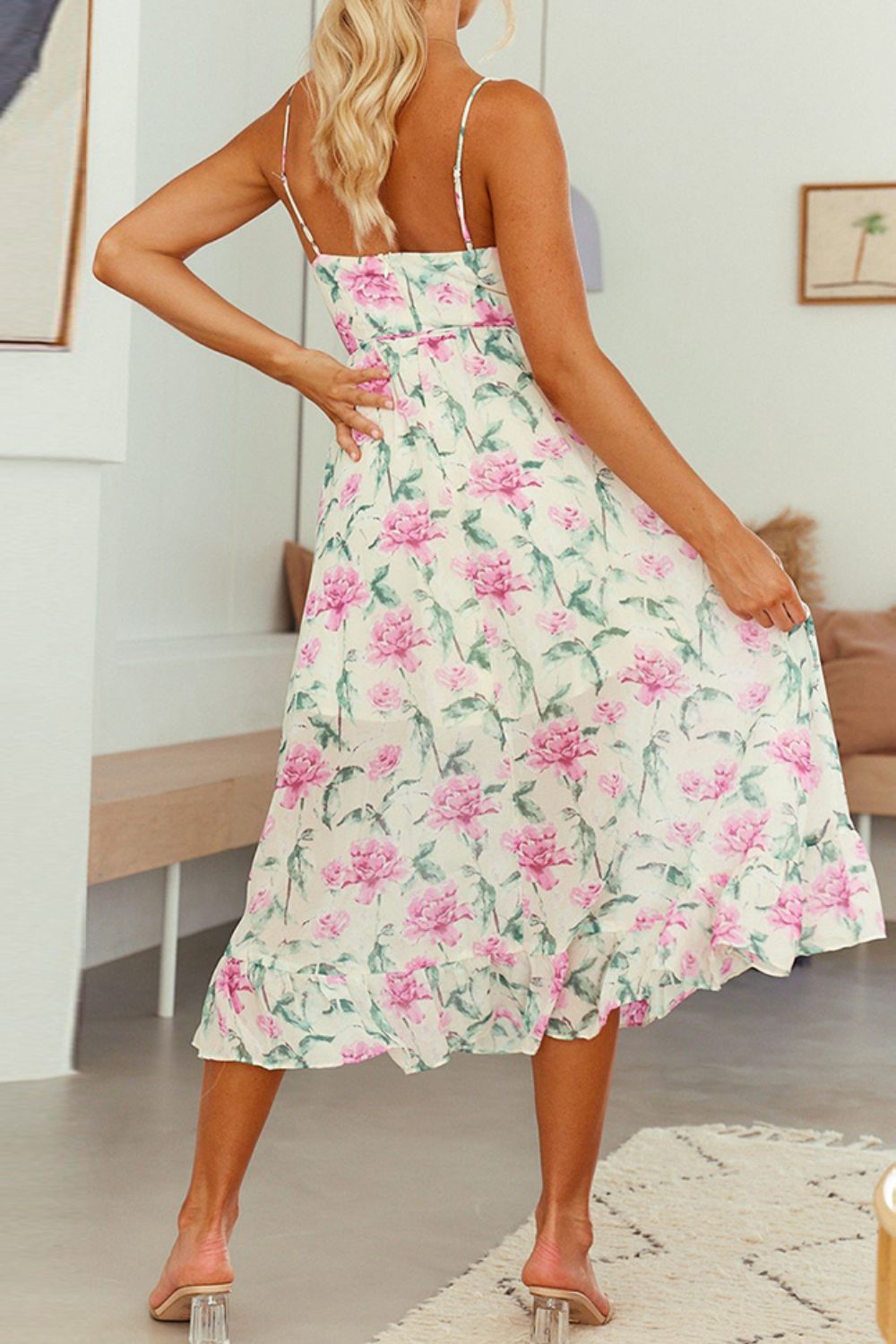 Chic Floral Midi Dress: Perfect Summer Attire for Beach Weddings & Parties
