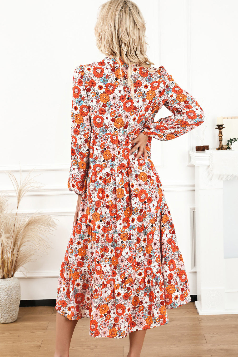 Elegant Floral Long Sleeve Dress: Perfect for Summer Beach Weddings and Party Attire