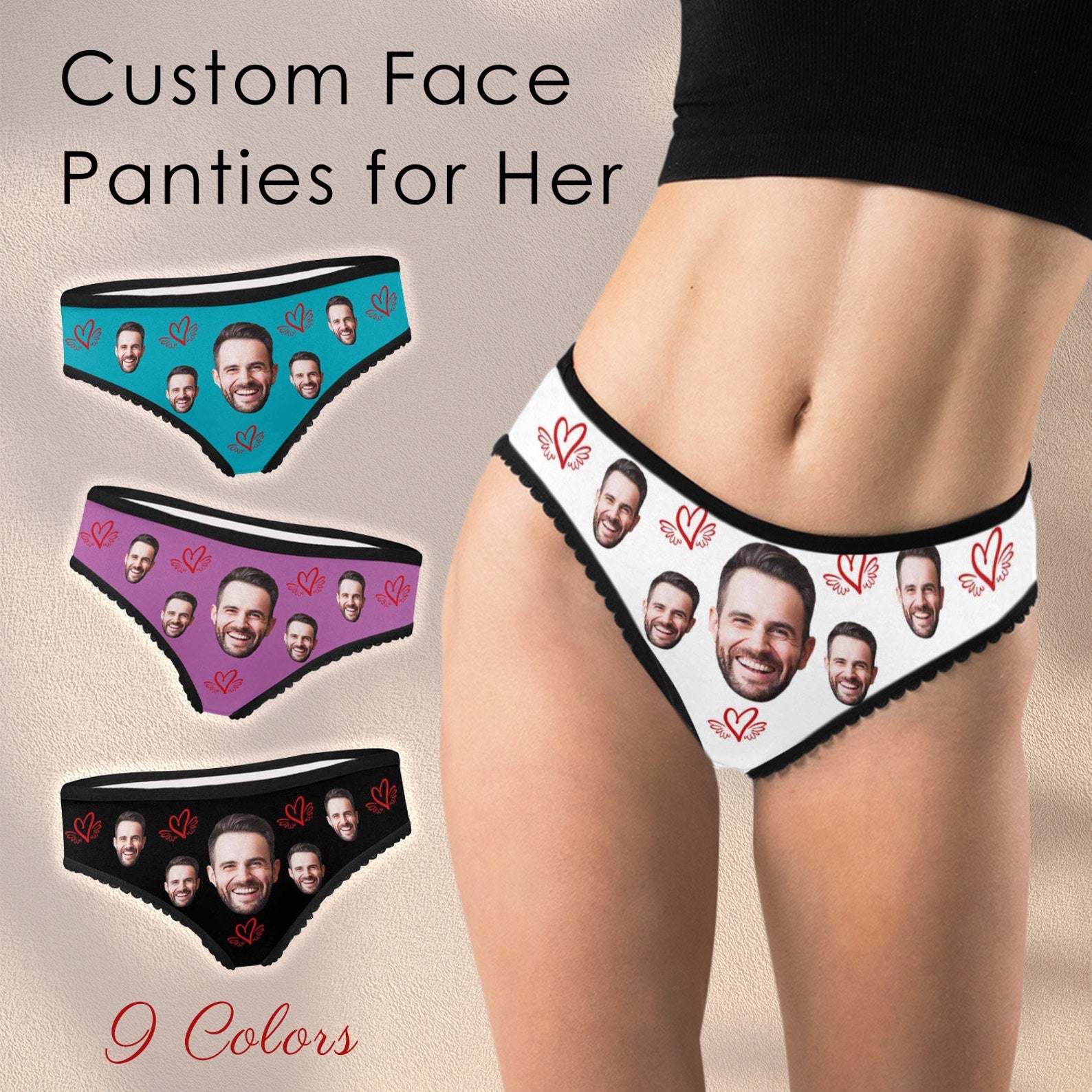 Personalized Women's Briefs with Custom Face Designs