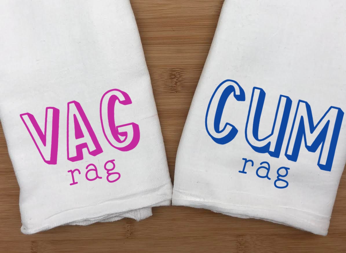 Bachelorette Party Gag Gift Set - Humorous Sex Towel Duo: 'Vag Rag' & 'Cum Rag' - Adult Jizz Clean-Up Towel - X-Rated Novelty Gift