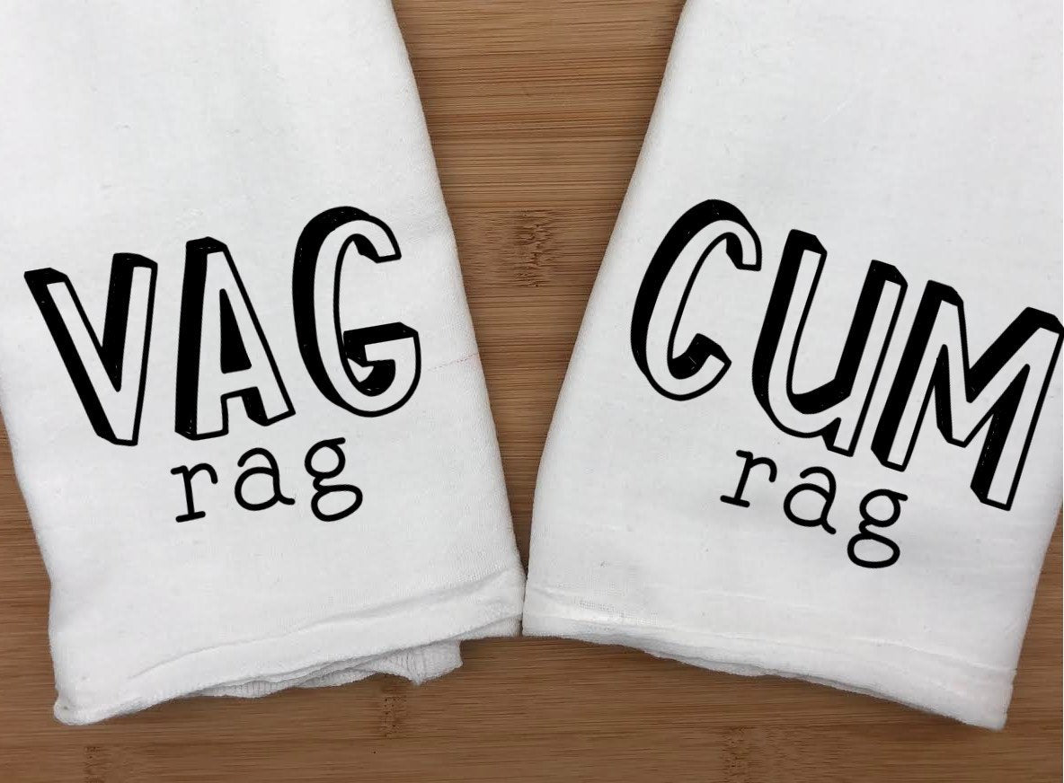 Bachelorette Party Gag Gift Set - Humorous Sex Towel Duo: 'Vag Rag' & 'Cum Rag' - Adult Jizz Clean-Up Towel - X-Rated Novelty Gift