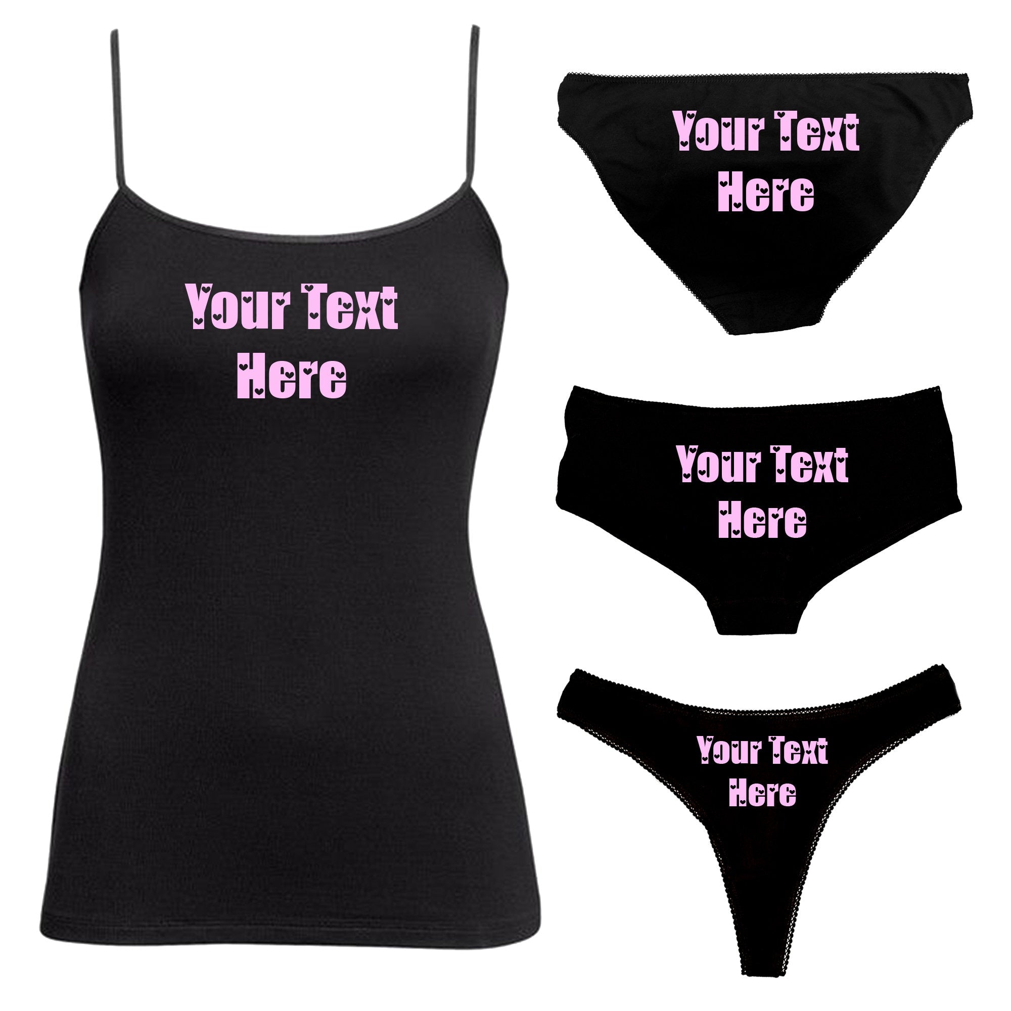 Personalized Love Letter Lingerie Set - Custom Text Underwear & Camisole
