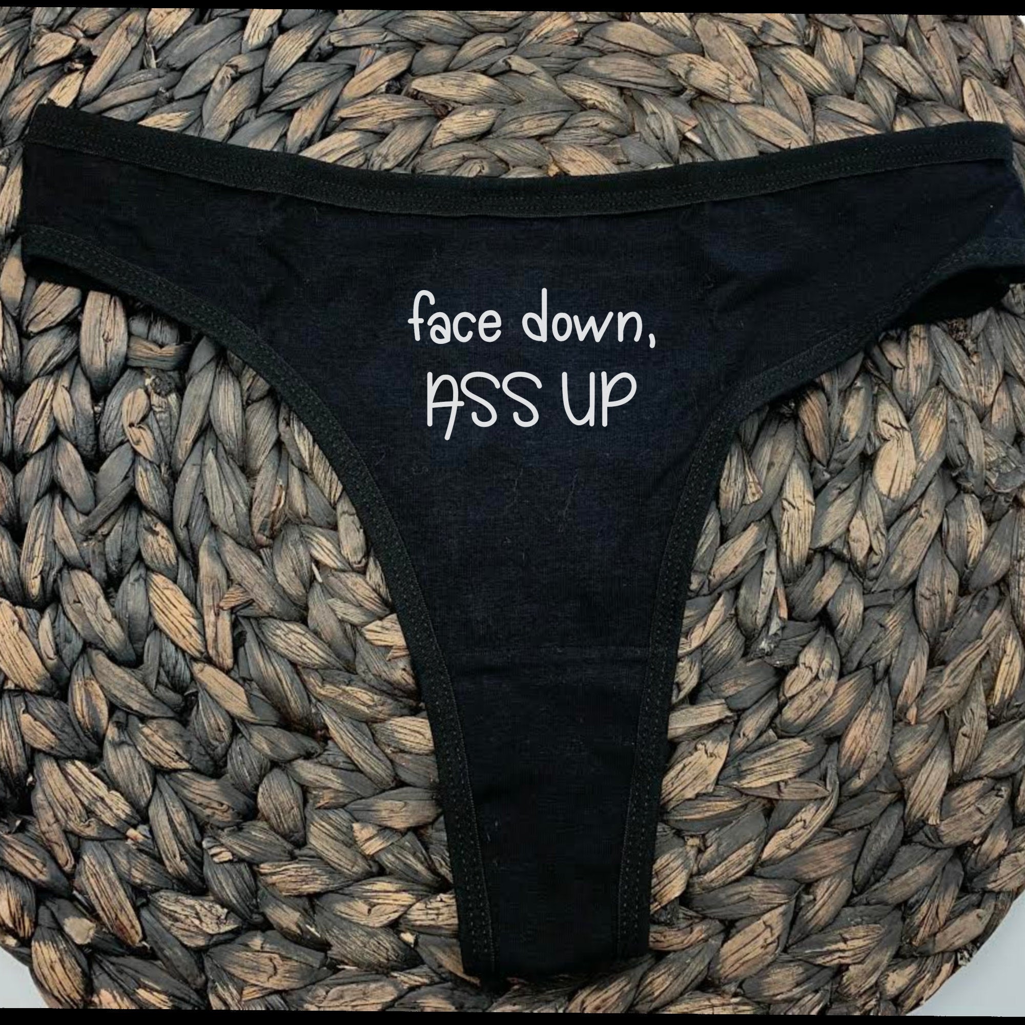 Funny 'Face Down, Ass Up' Thong - Humorous Sexy Lingerie for Special Occasions
