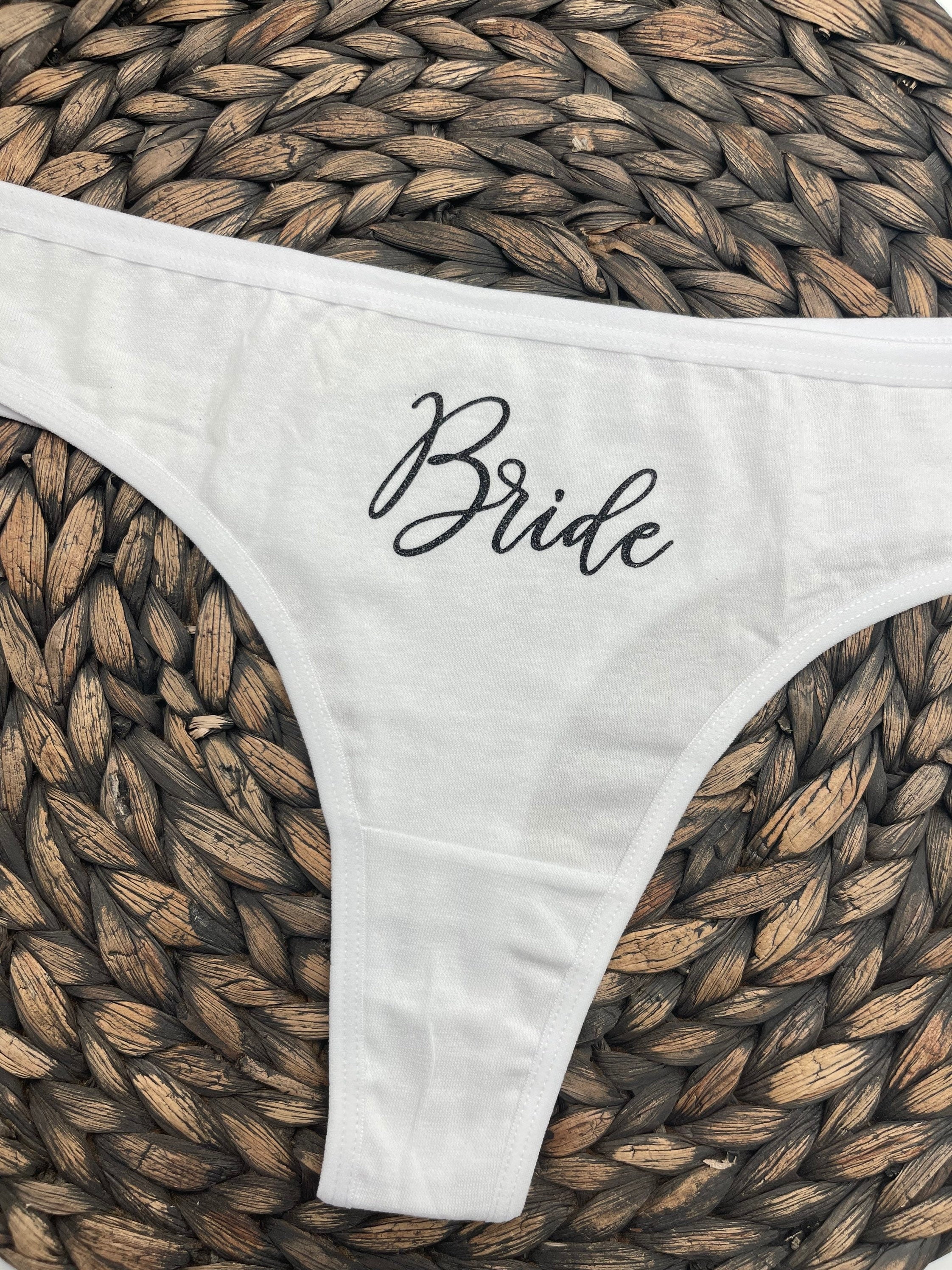 Bridal Thong with Glitter - Perfect for Bachelorette Parties & New Mrs. - Elegant Bride Underwear
