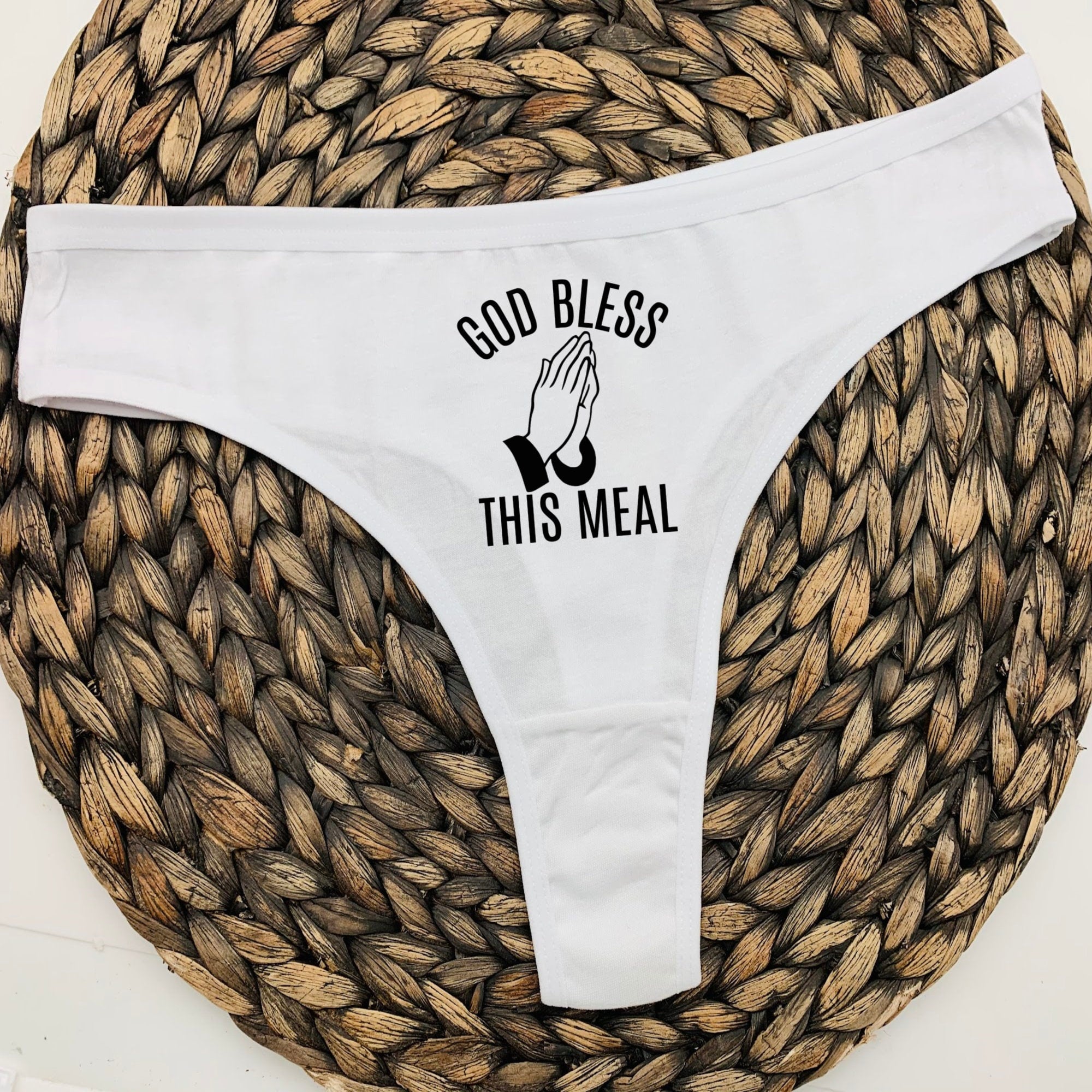 Funny Praying Over Meal Thong - Hilarious Gag Gift Underwear