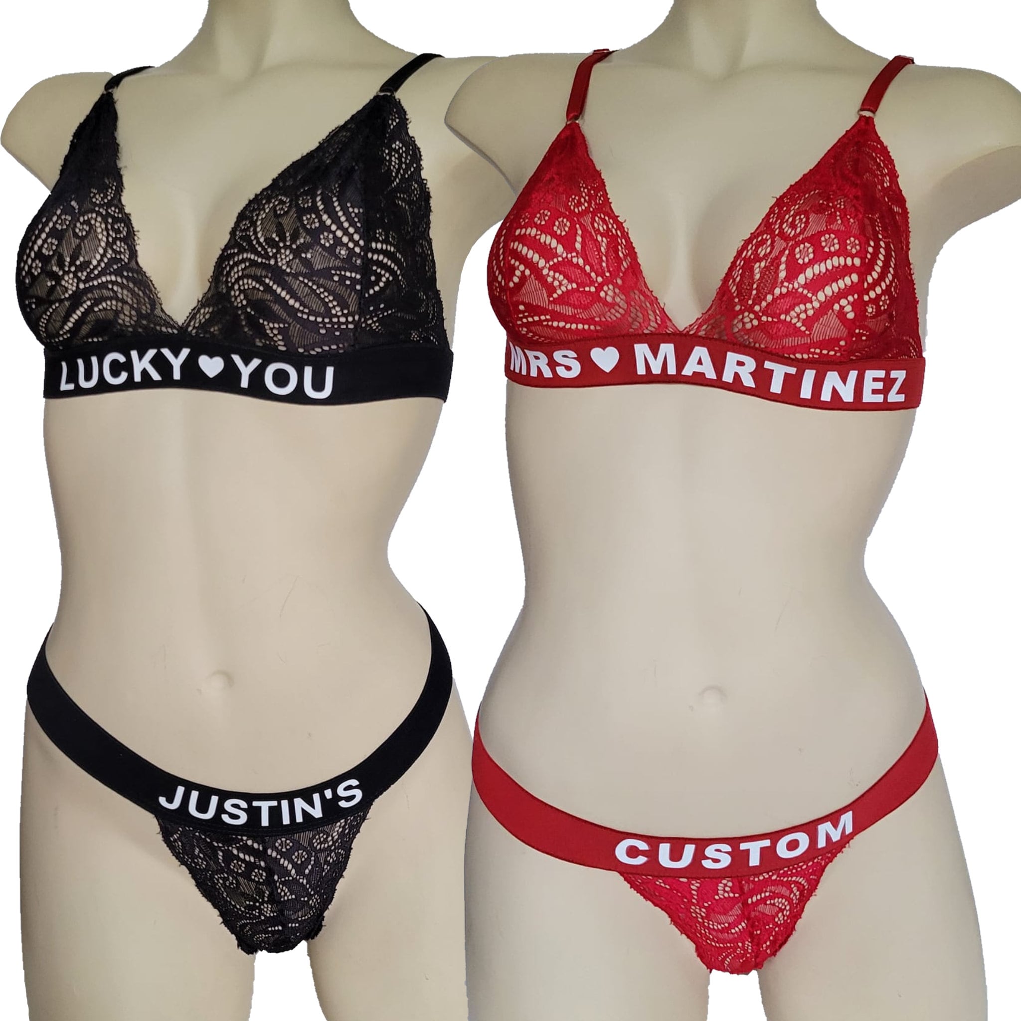 Personalized Lace Lingerie Set - Custom Messages for That Special Someone