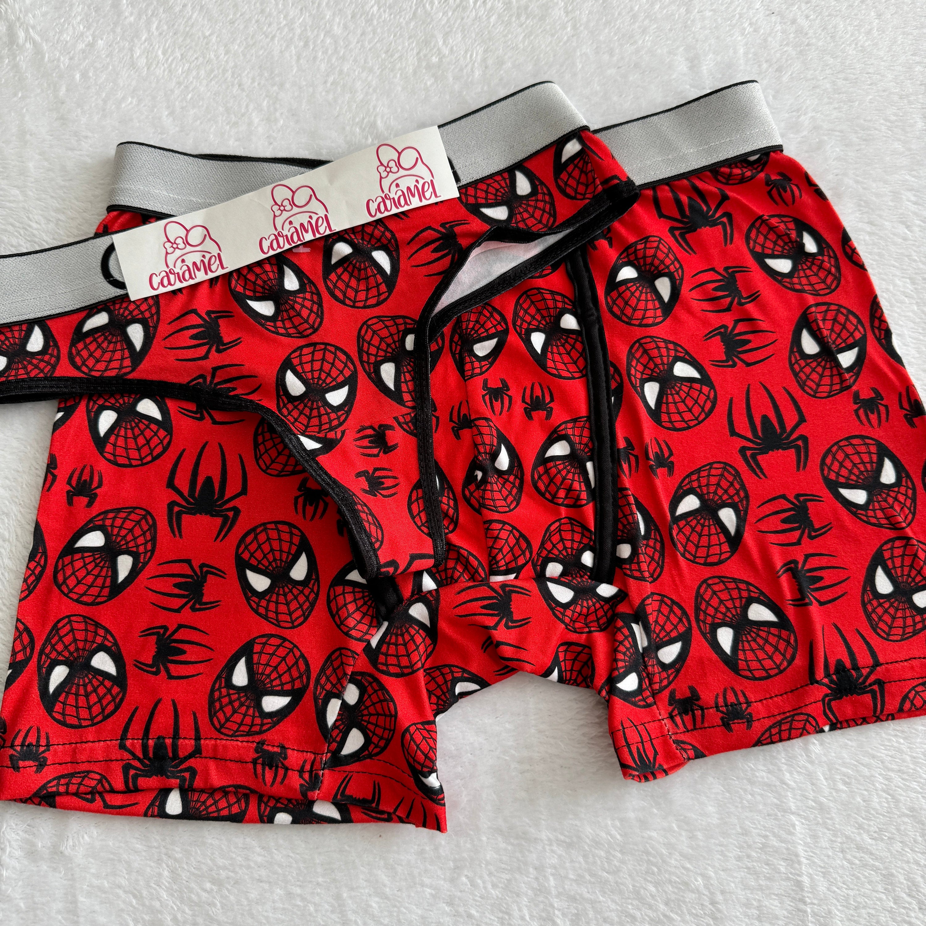 Couple's Matching Spider Character Underwear Set: Boxer and Thong