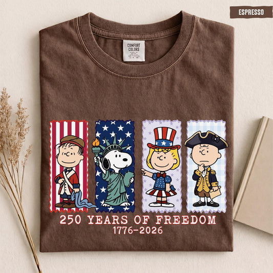 America 250th Anniversary Patriotic Tee, Retro American 4th of July Shirt, Unisex Relaxed Fit Garment-Dyed Cotton, Summer Outfit Gift for Women Men