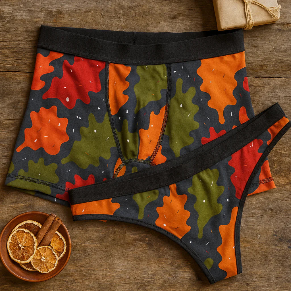WAHUP Autumn Leaves  Matching Boxer + Thong Sets for Couples
