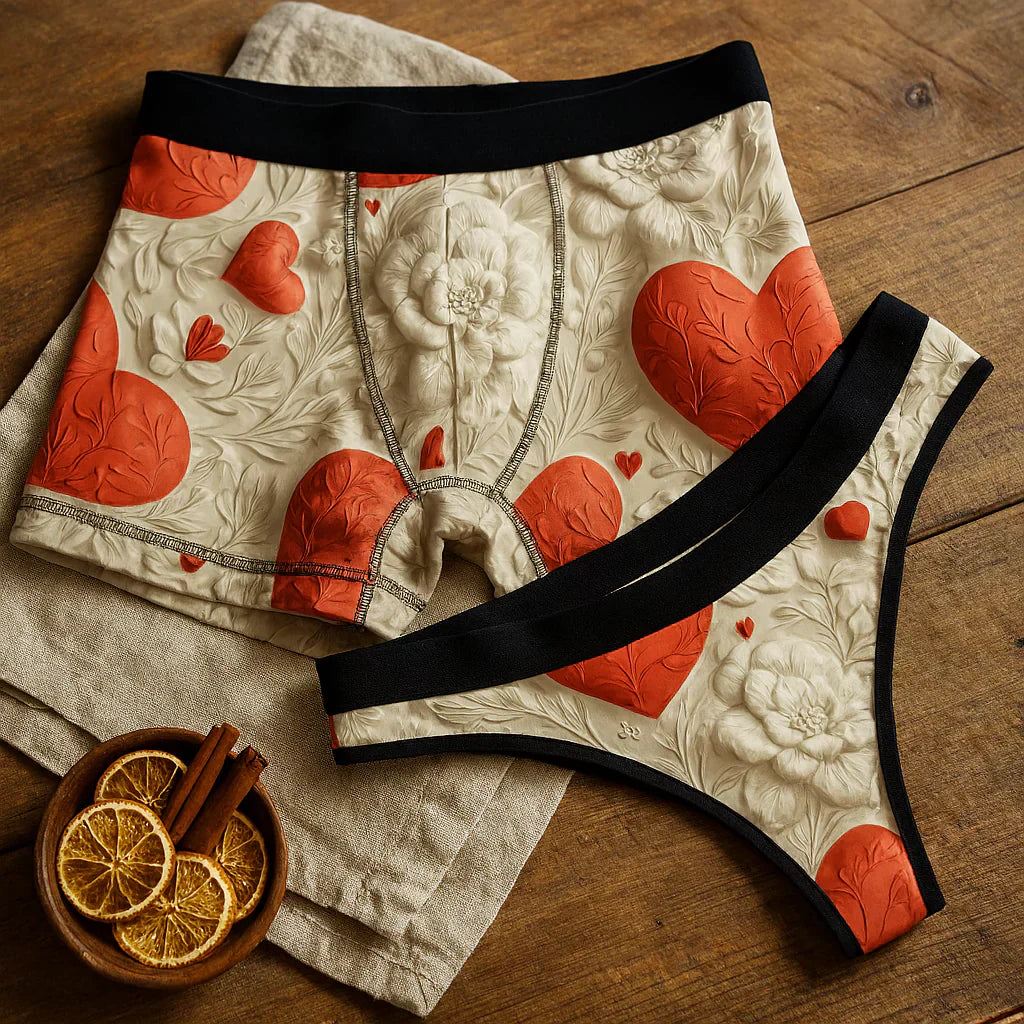 Celebrate Love in Style: Valentine Red Heart Matching Underwear for Couples