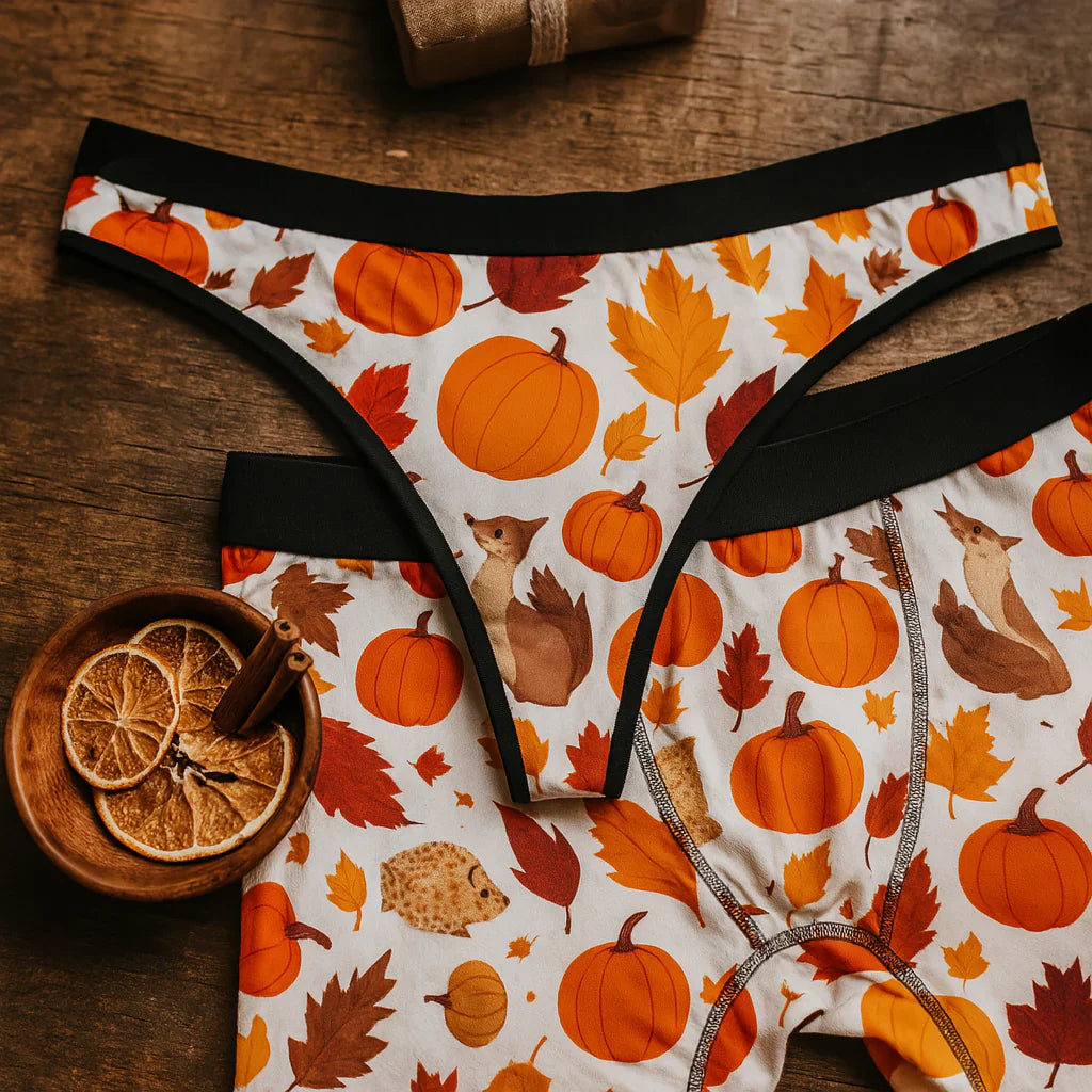Fall in Love Together — The WAHUP “Autumn Leaves” Matching Boxer  & Thong Set