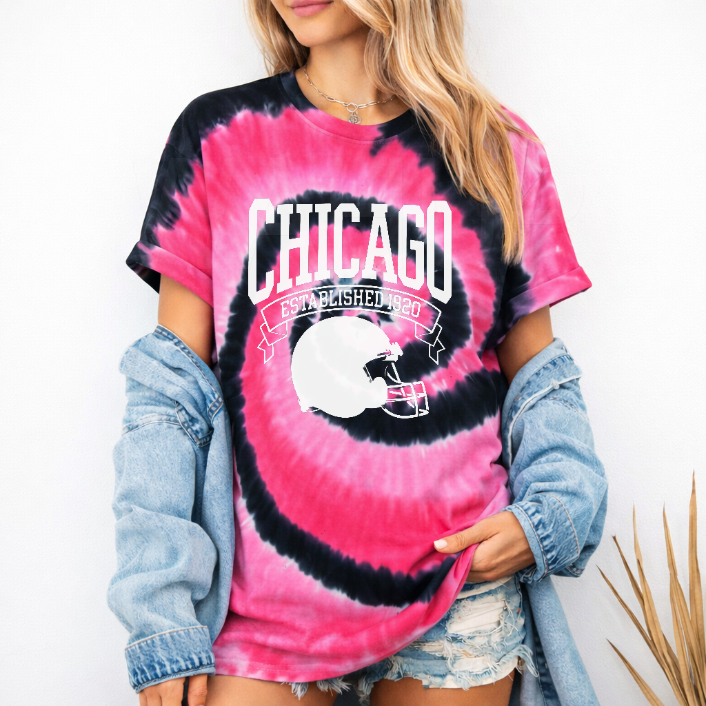Tie-Dyed Vintage Chicago Football Crewneck, Game Day, Chicago Football, Chicago Football Pride, Chicago Pullover, Chicago Gift S1 T-Shirt