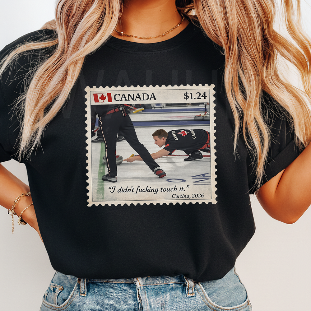 Meet the Gildan 5000 Canada Curling Meme S1 Tee: Heavy Cotton, Rink-Ready Humor