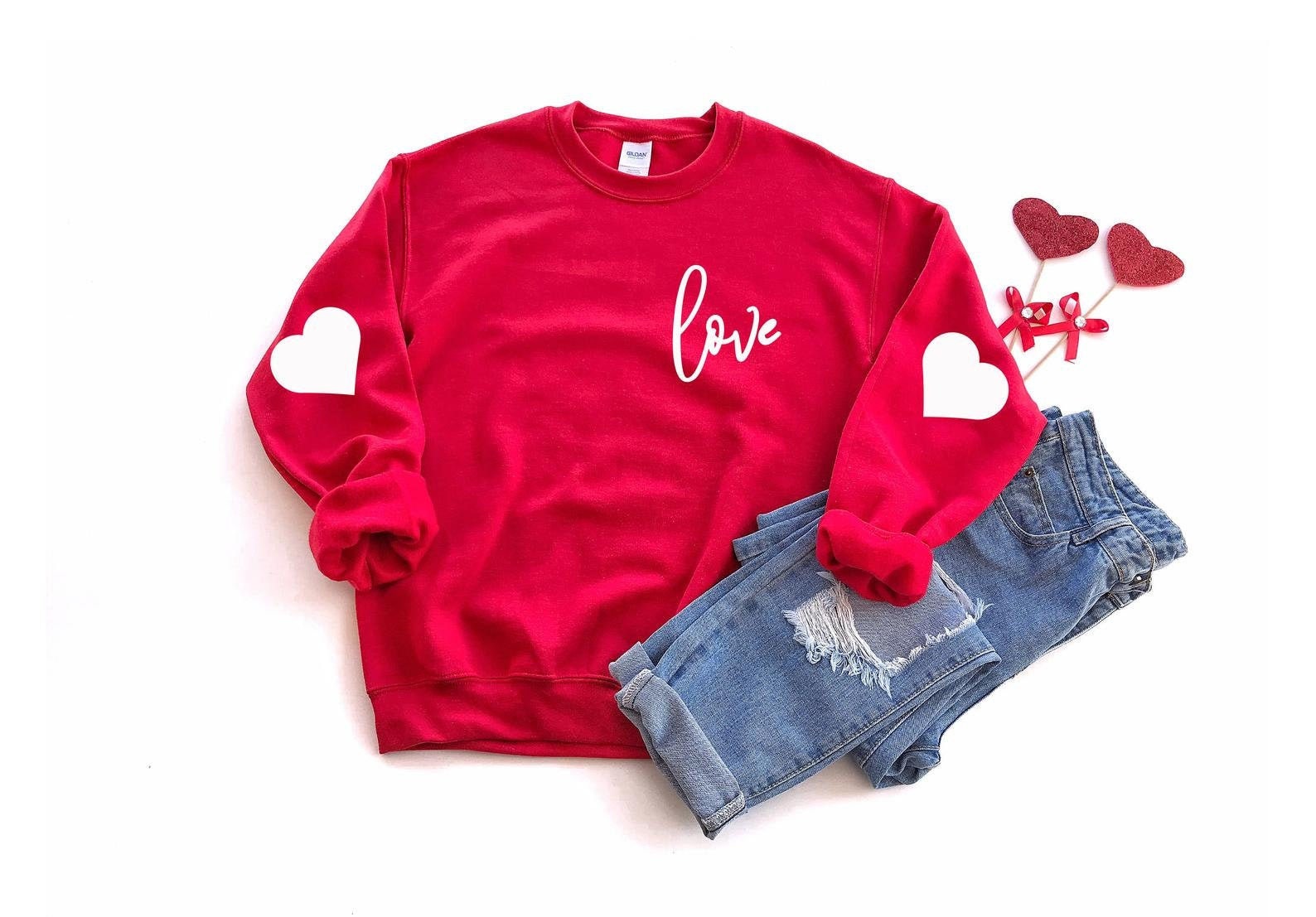 Spread Love with Our Valentine's Day Sweater - Heart Arm Patches - Cute and Comfortable