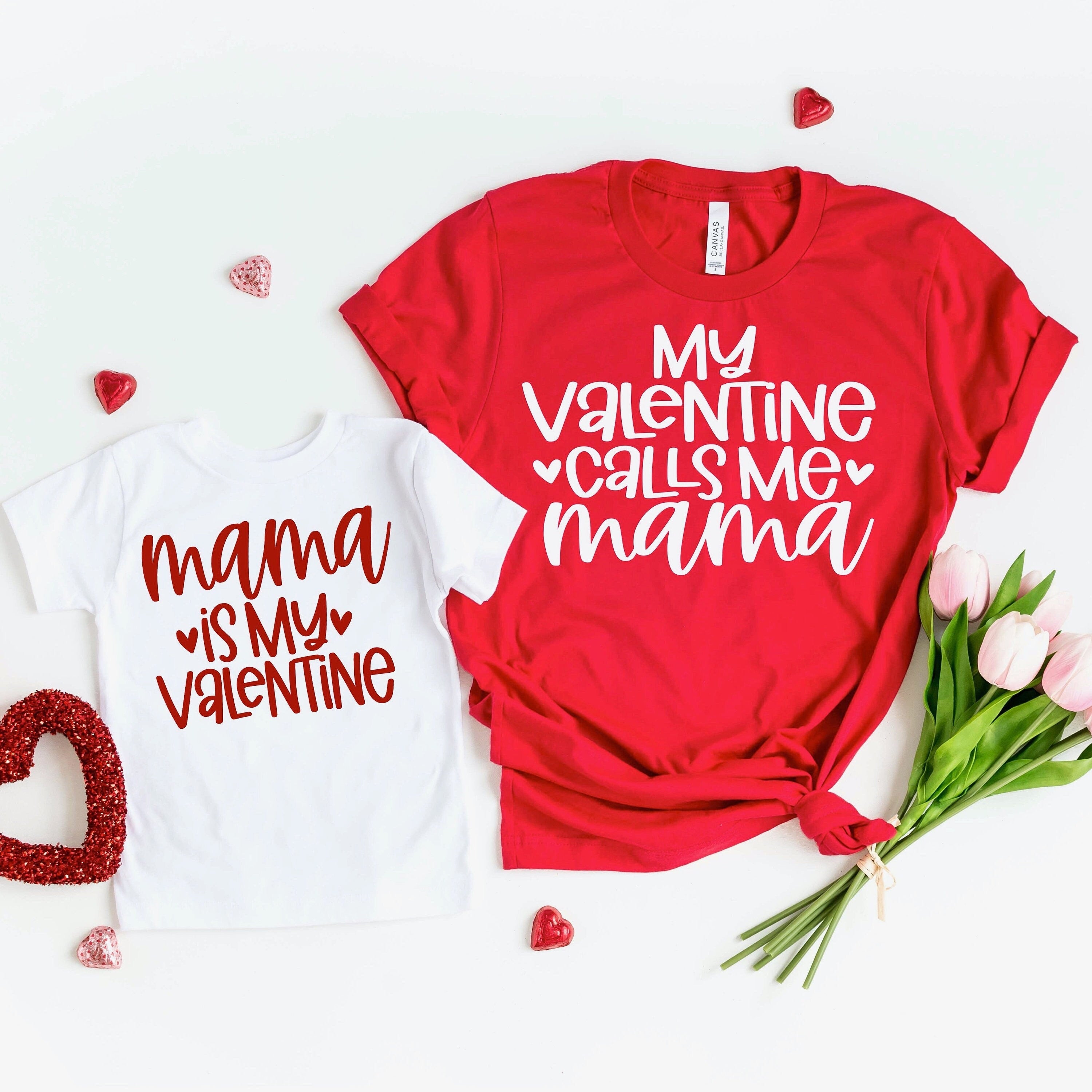 Matching Valentine's Day Shirts for Mom and Kids - A Heartwarming Duo