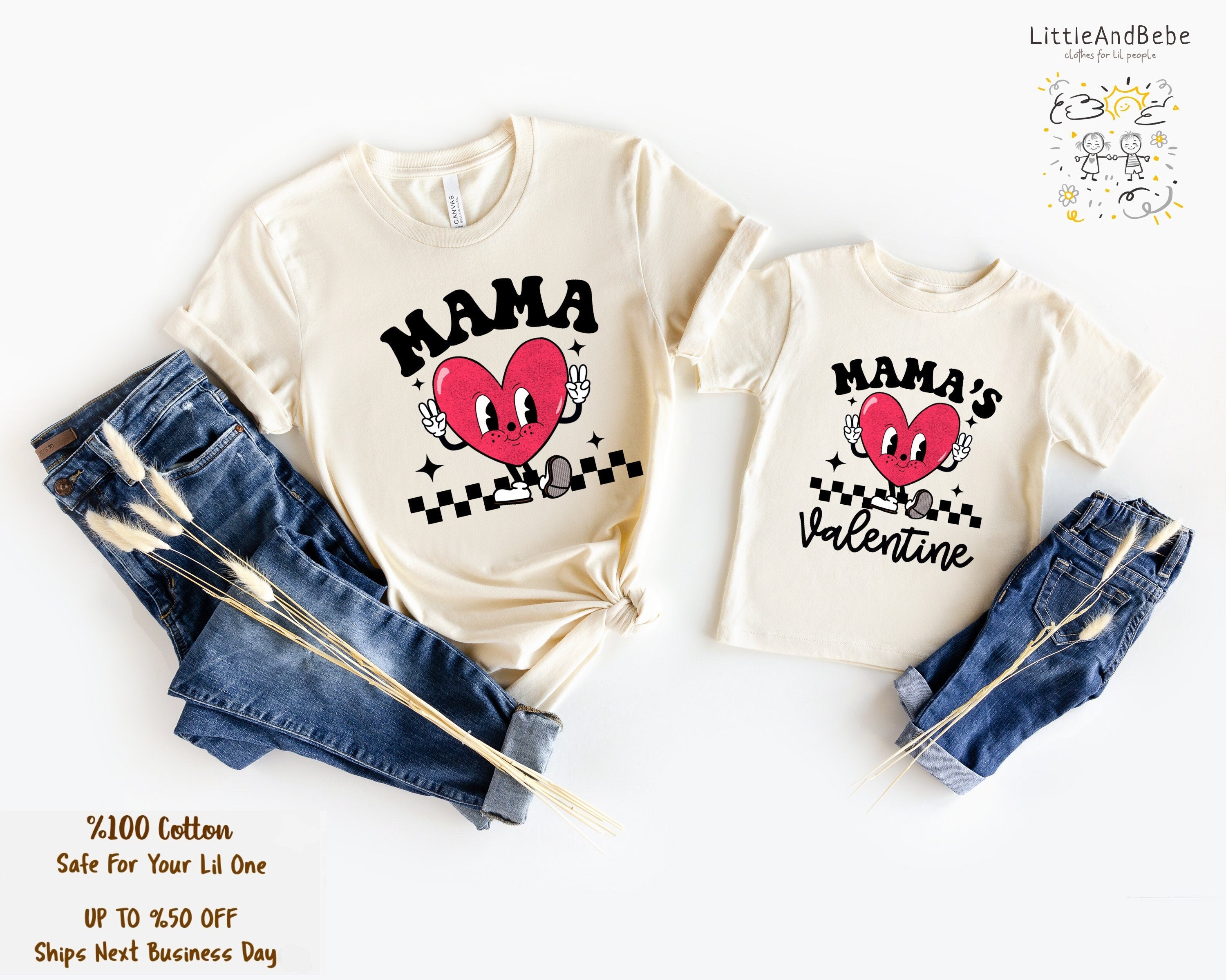 Mommy and Me Valentines Shirts - Groovy Matching Outfits for Mother and Child