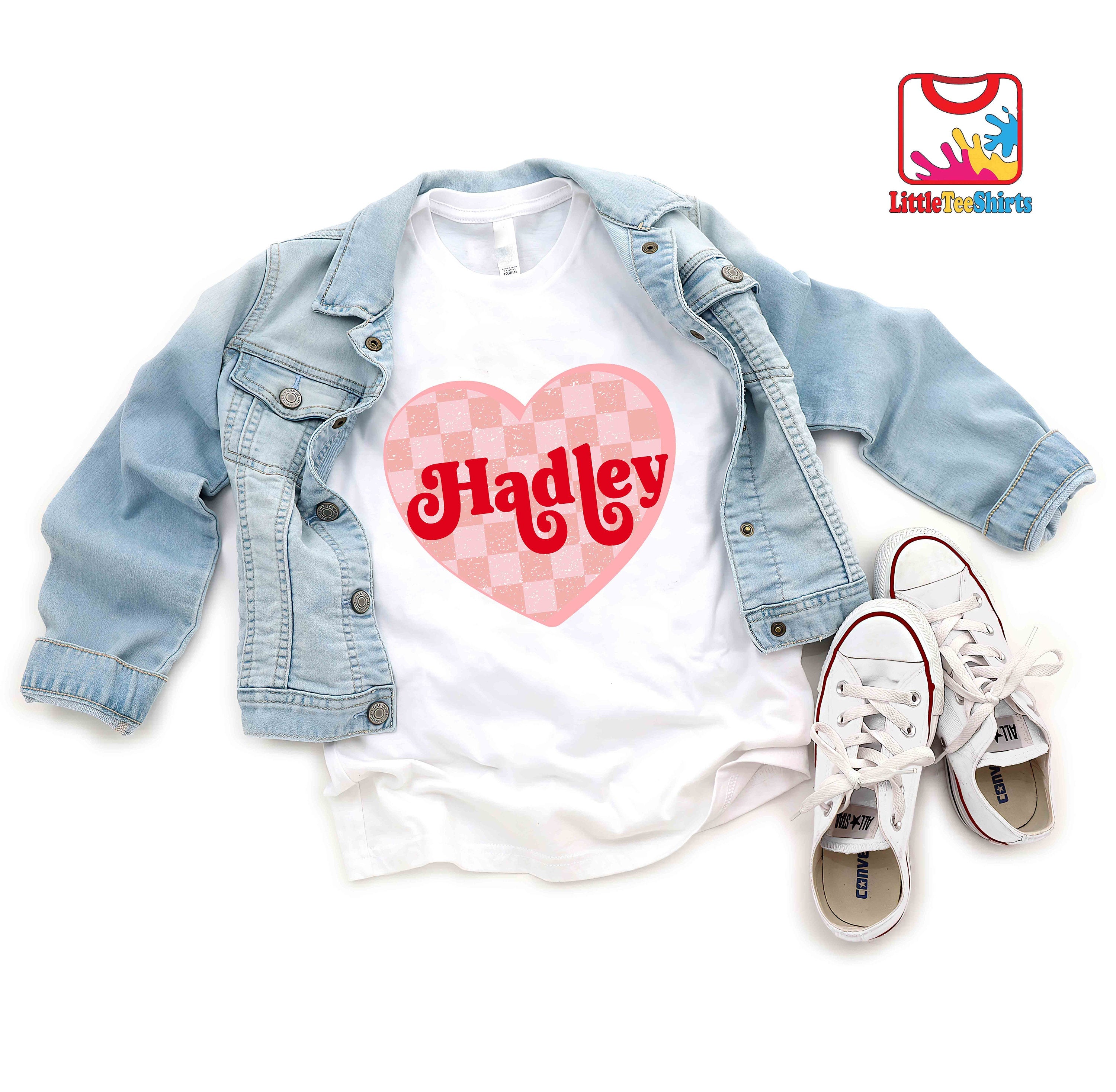 Adorable Girls Valentine's Day Outfit with Name Personalization