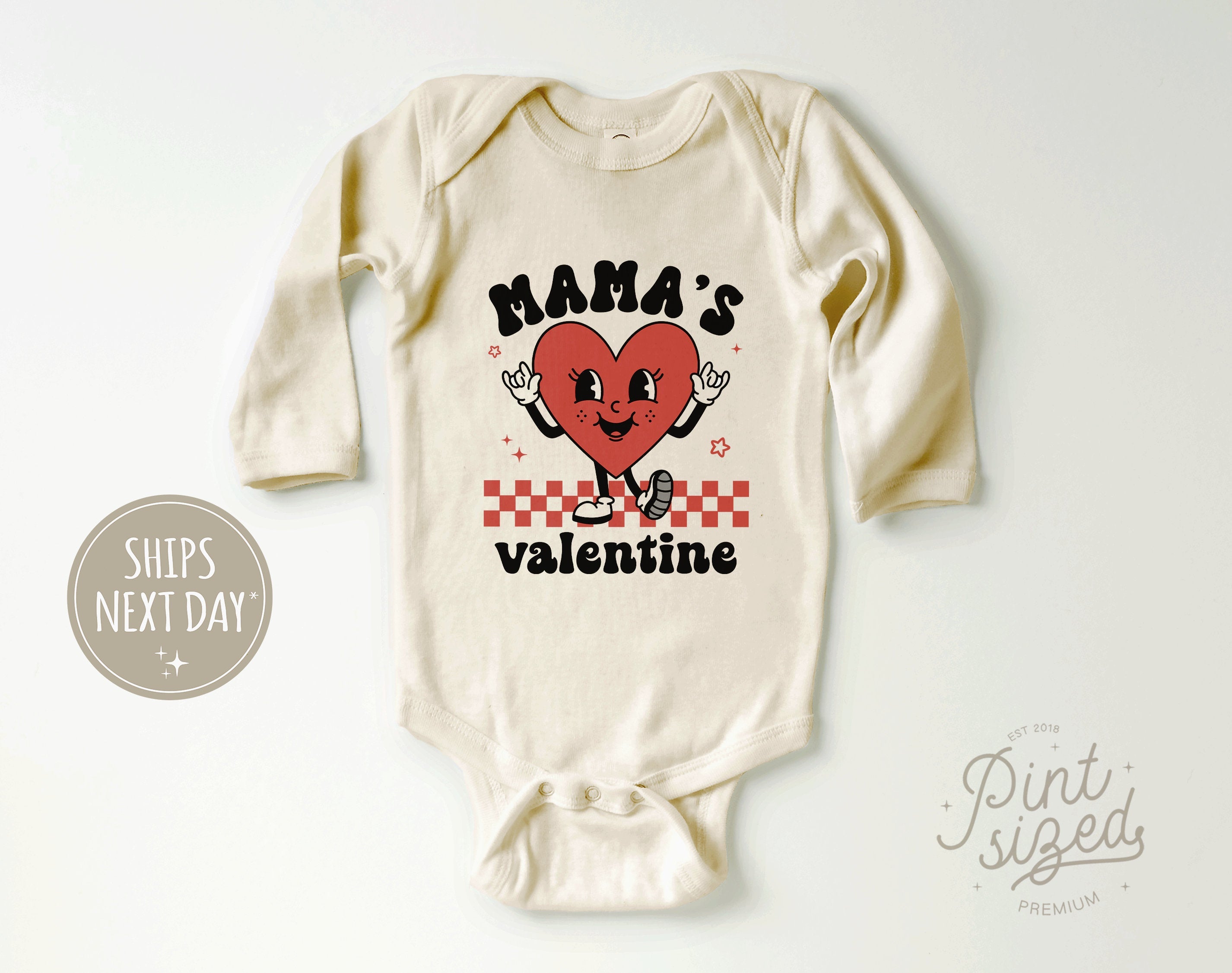 Cute Natural Baby Onesie® - Celebrate Valentine's Day in Style with this Retro-inspired Outfit!