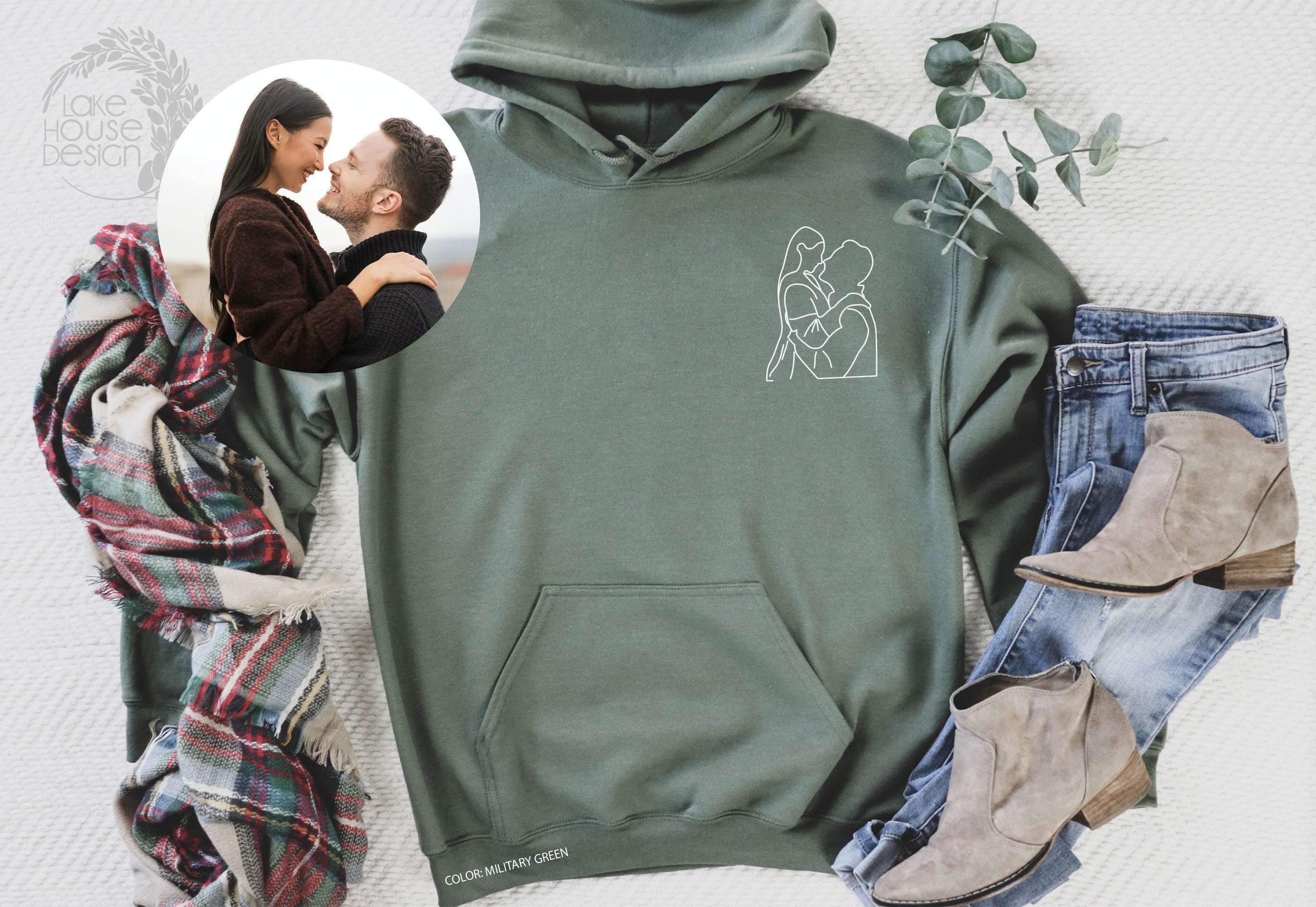 Custom Couple Portrait Sweatshirt - Wear Your Love on Your Sleeve