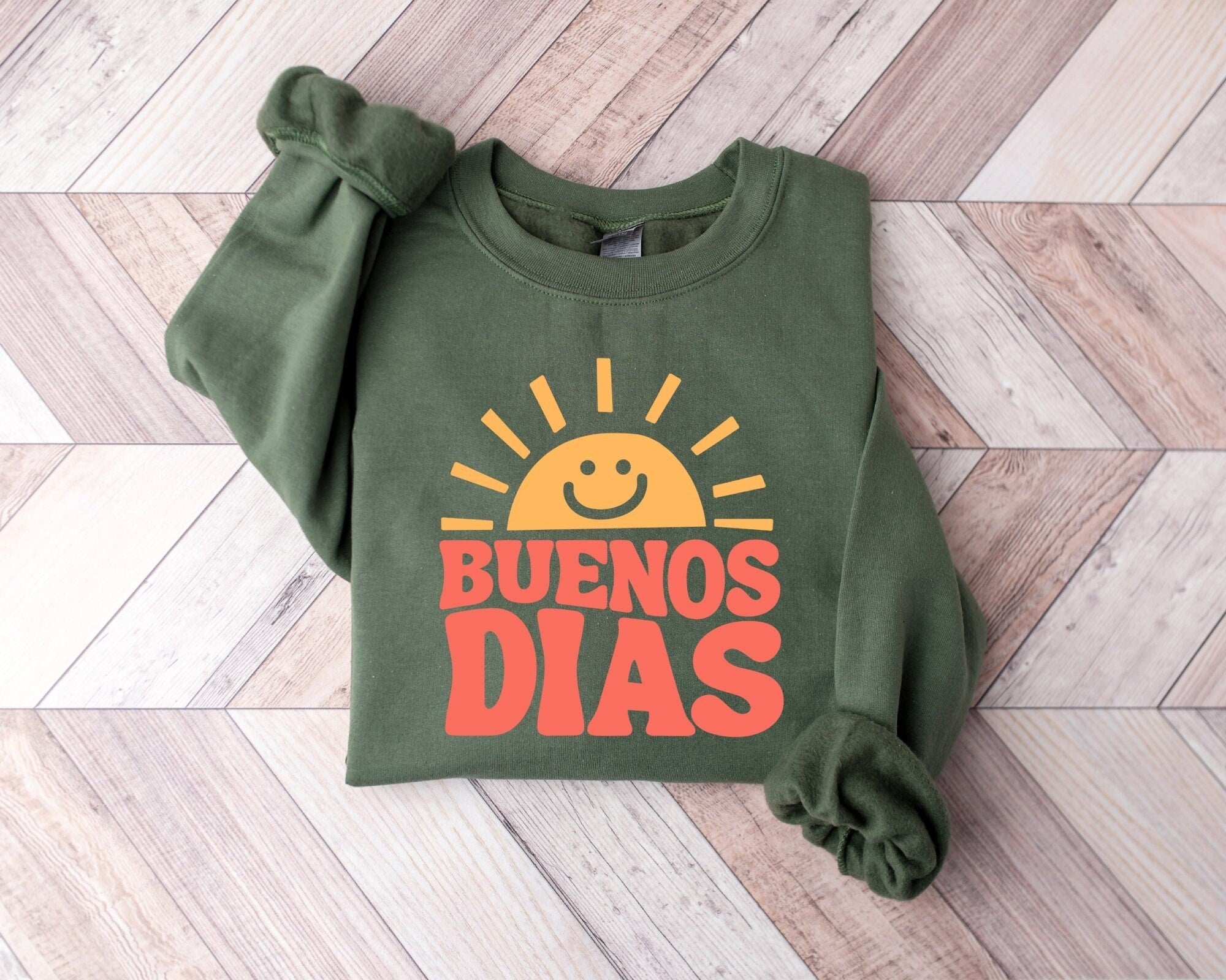 Espanol Enthusiast's Delight - Stylish 'Buenos Días' Spanish Sweatshirt