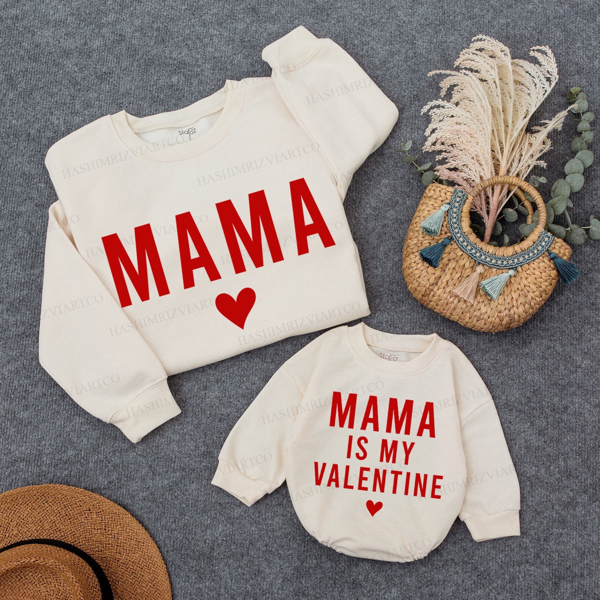 Mom and Baby Matching Heart Sweatshirts - Perfect for Valentine's Day