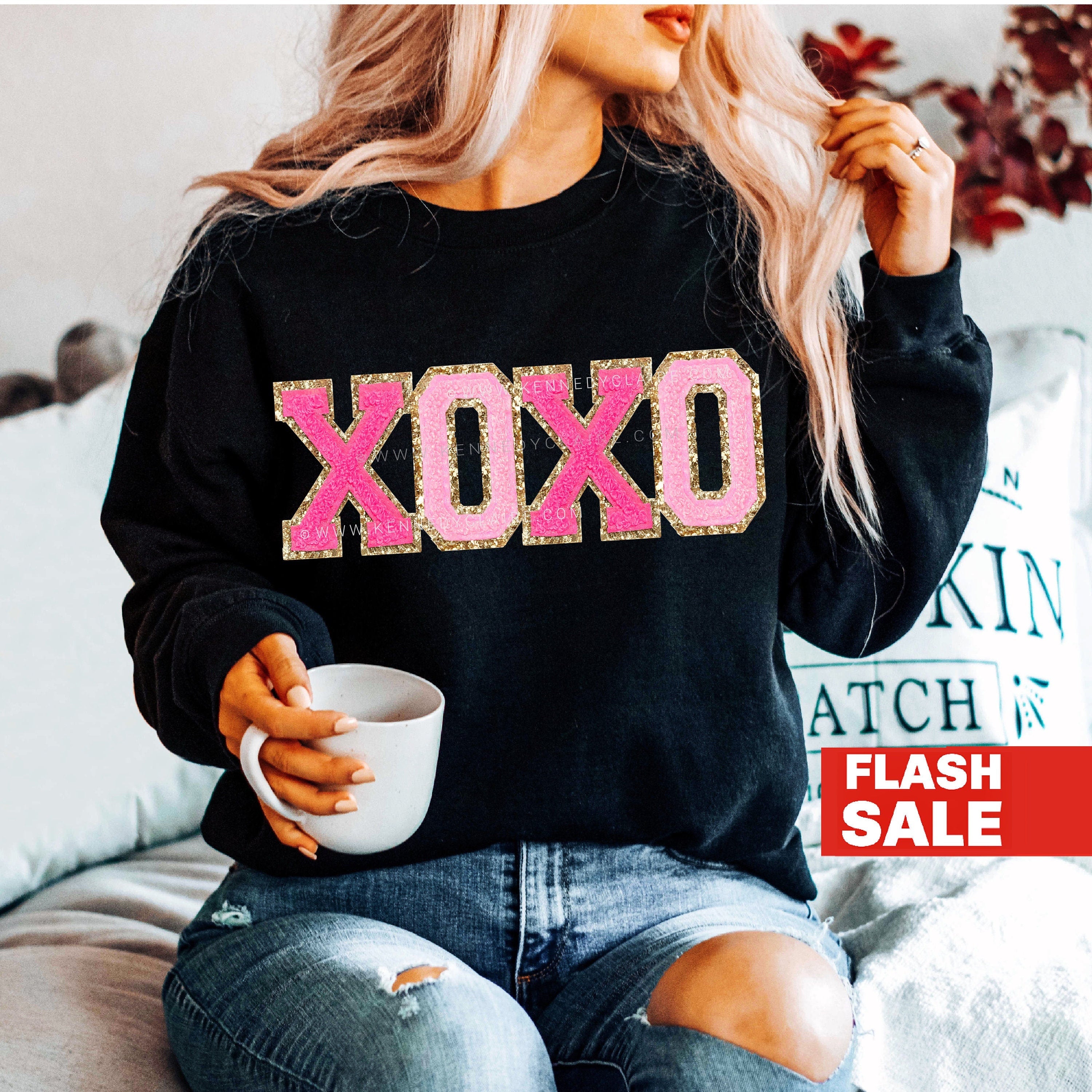 Unique Holiday Gift: Valentine's Day Crewneck with Heart Patch - Love Shirt