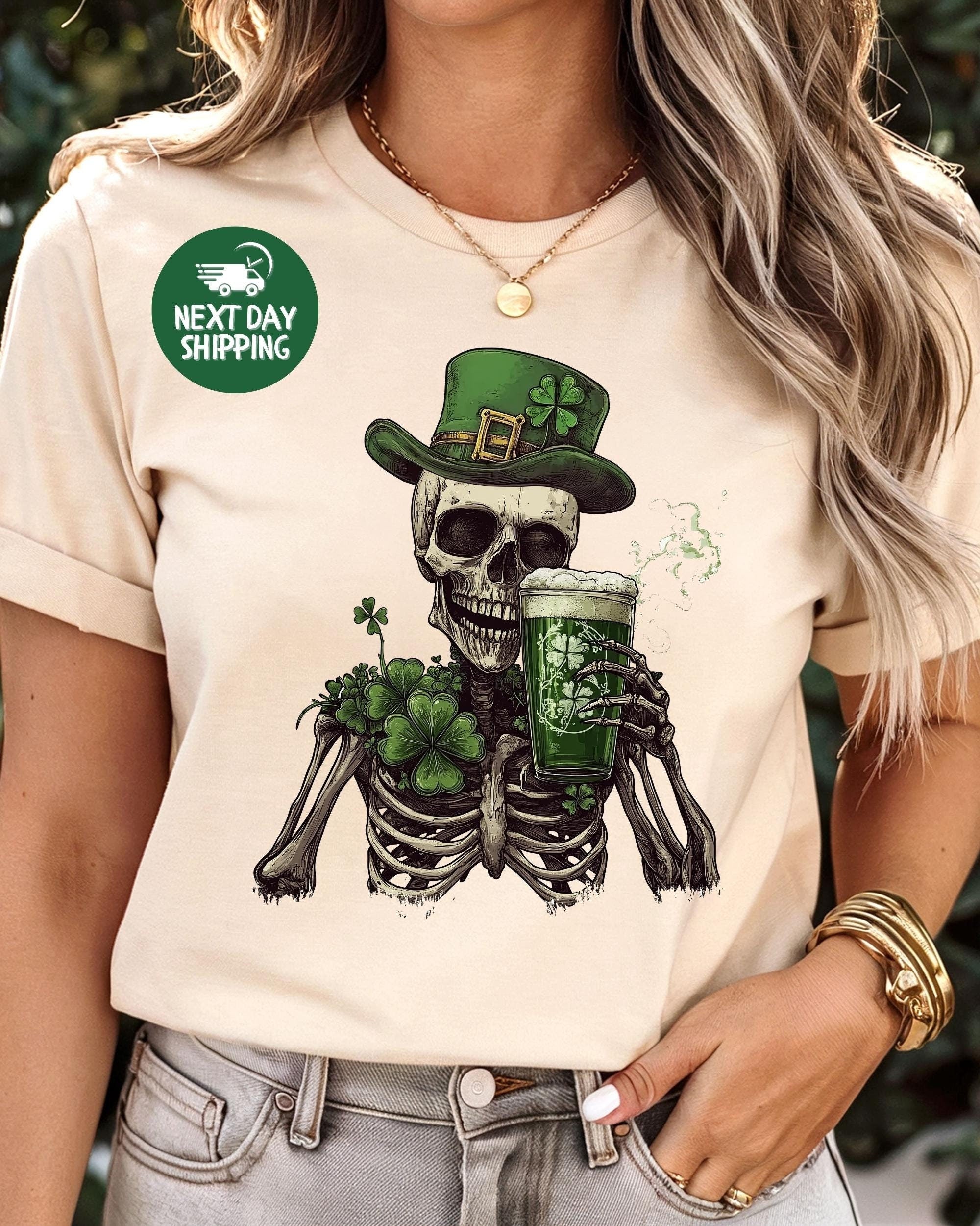 St Patrick's Day Skeleton Shamrock Shirt – Sláinte Lucky Tee on the Gildan 5000