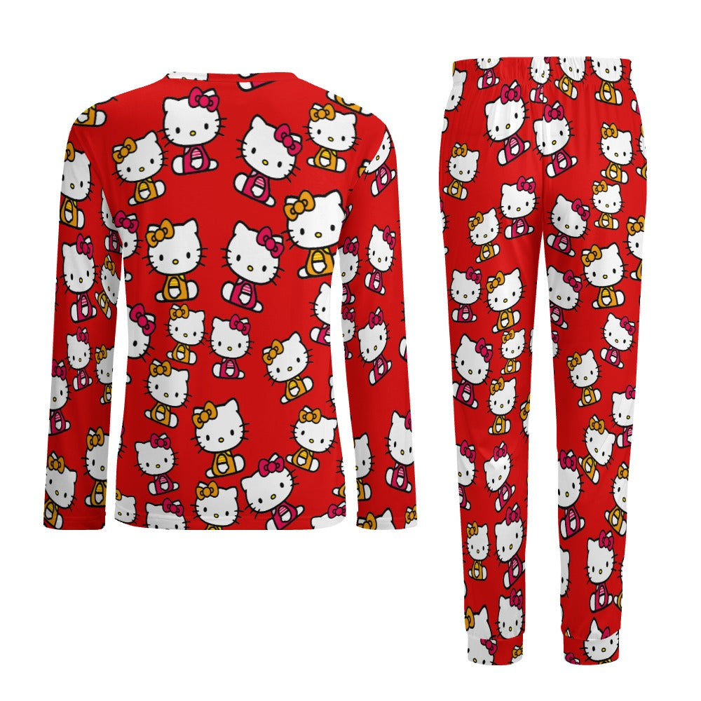 Men's Pajama suit kitty two color red