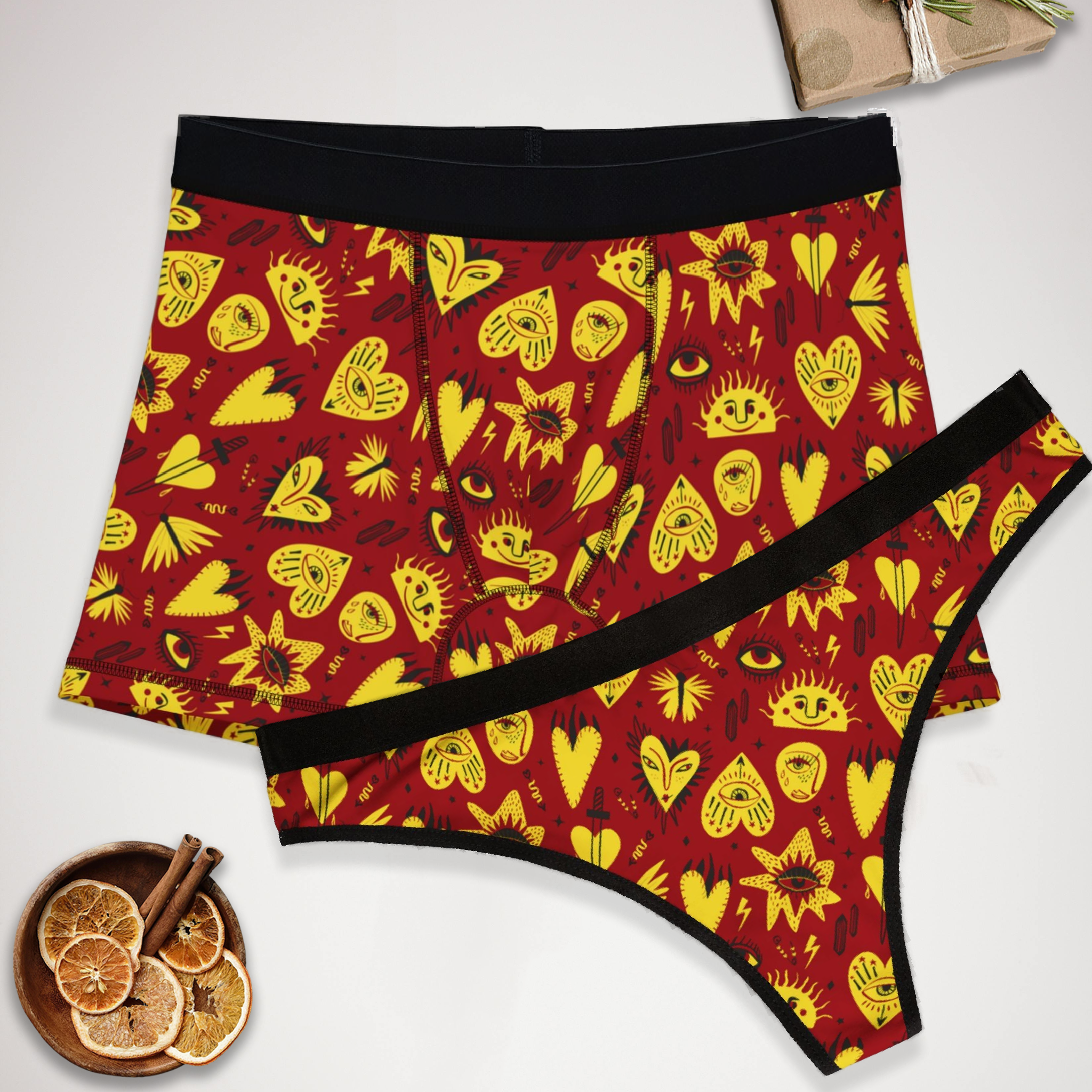 Matching underwear Magic Halloween for couples boxer & thong set