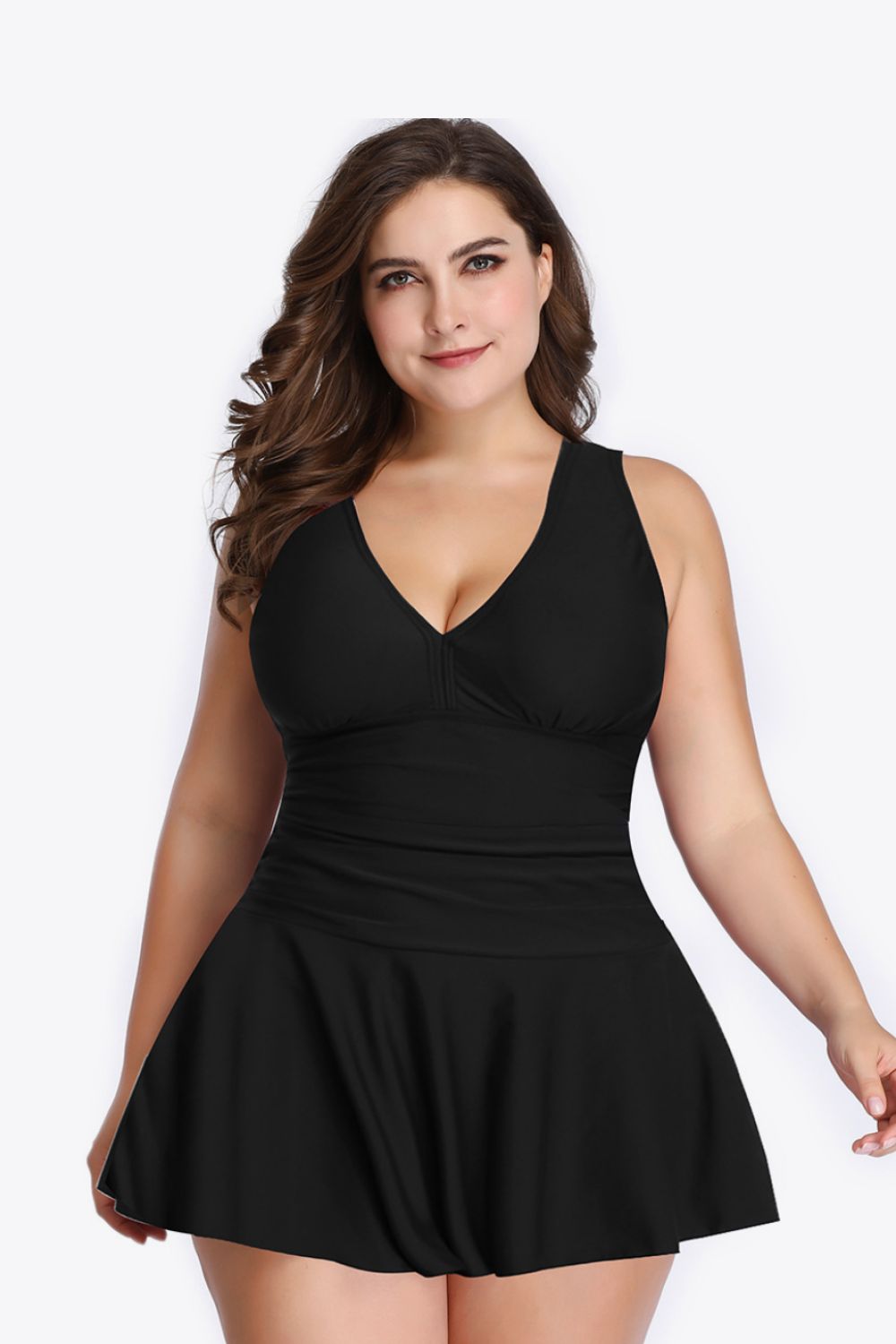 Elegant Plus Size Plunge Swim Dress - Perfect for Beach Weddings, Stylish Wedding Guest Outfit for Plus Size Women