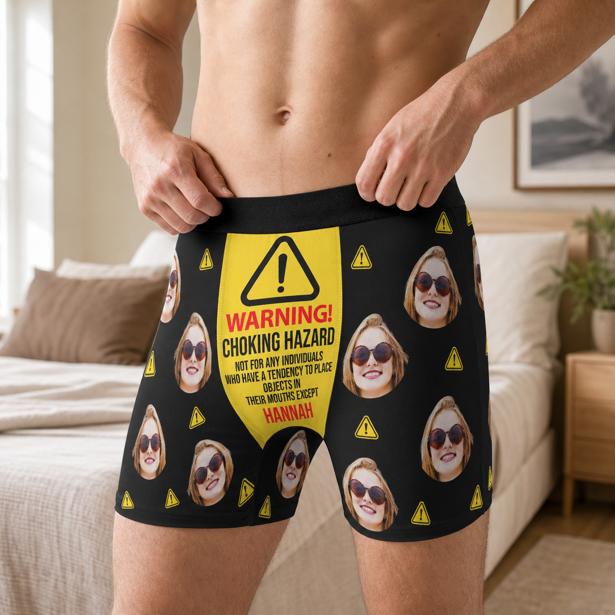 Personalized Choking Hazard men's boxer briefs – back lifestyle view