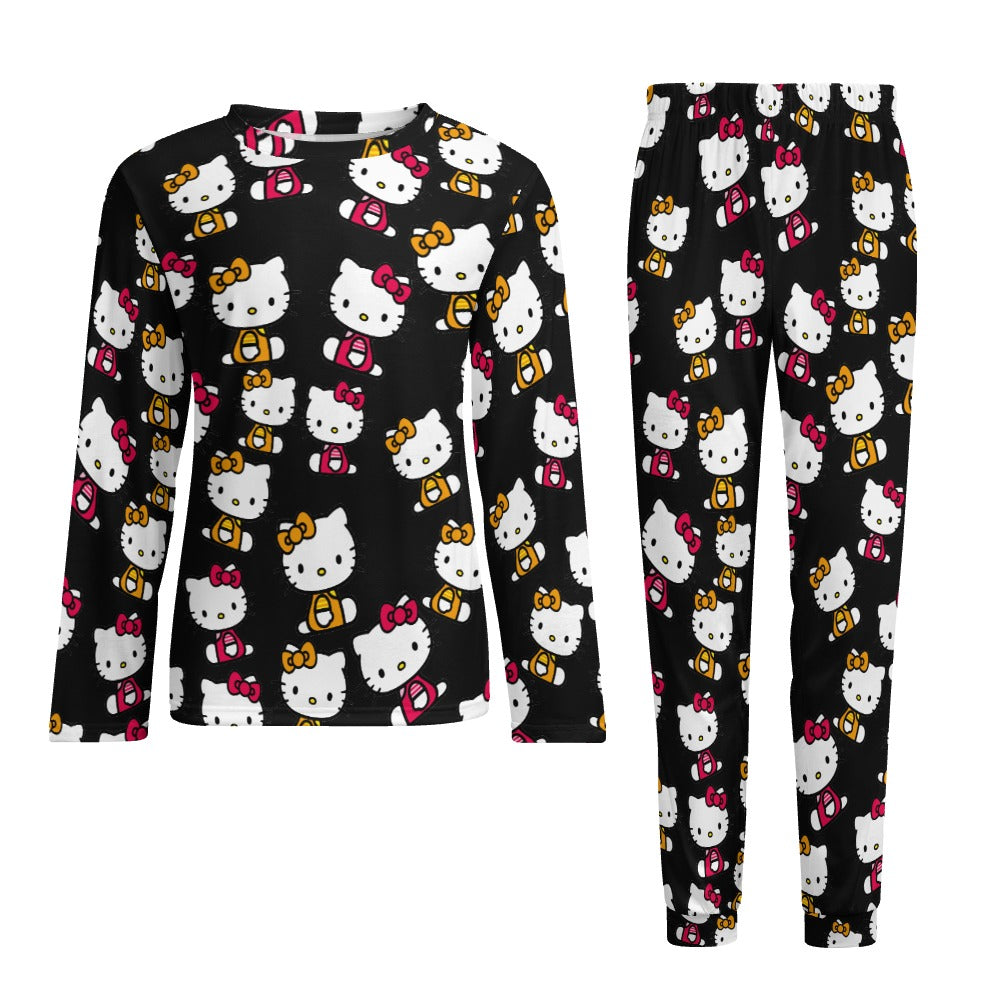 Men's Pajama suit kitty two color black