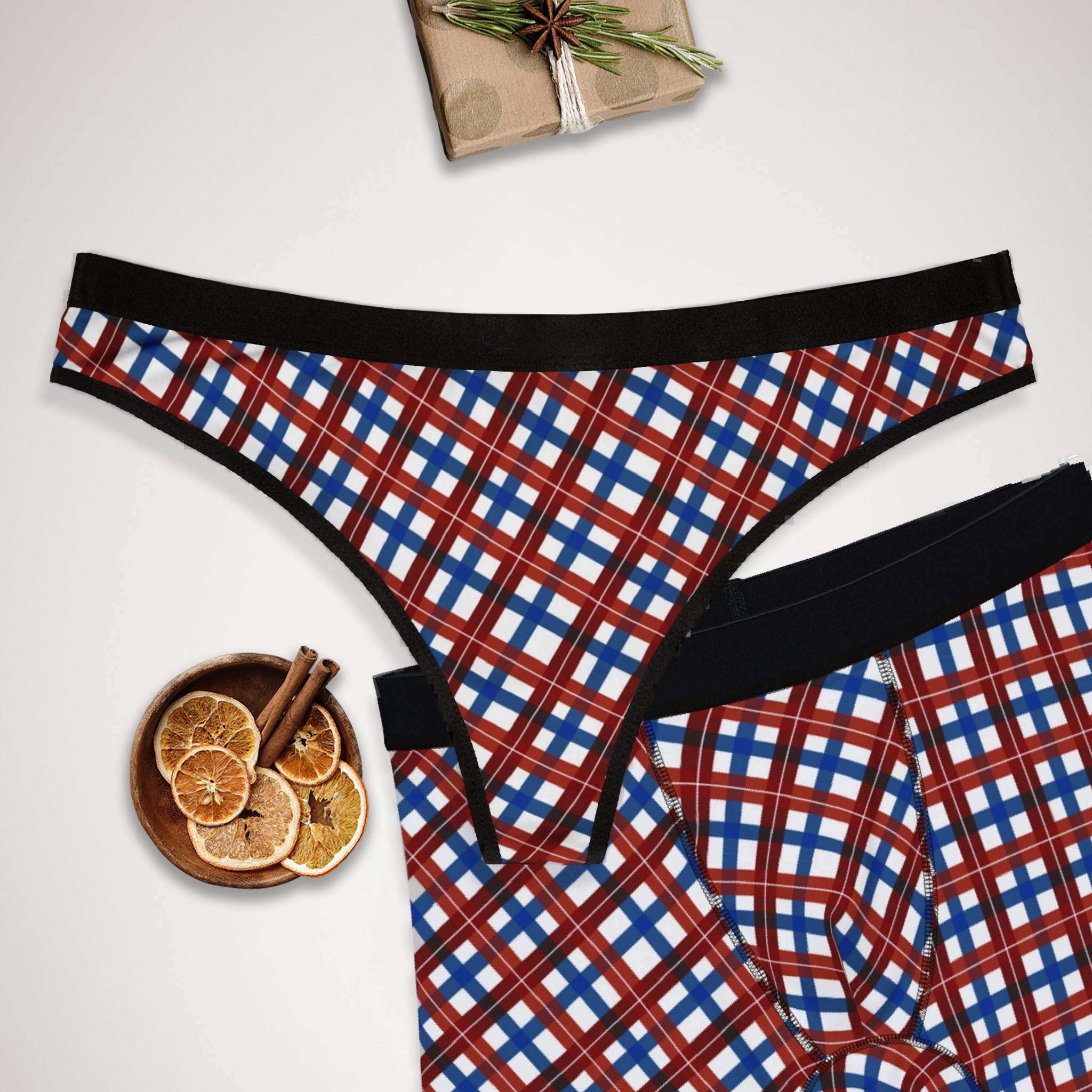 Matching underwear 4th of July USA for couples boxer & thong
