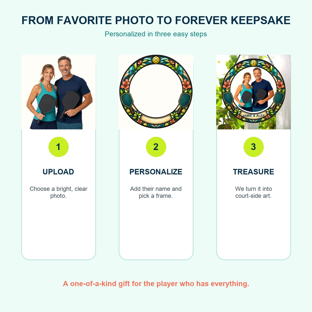 Custom Photo Pickleball Player – Personalized Stained Glass Window Hanging Suncatcher – image 3
