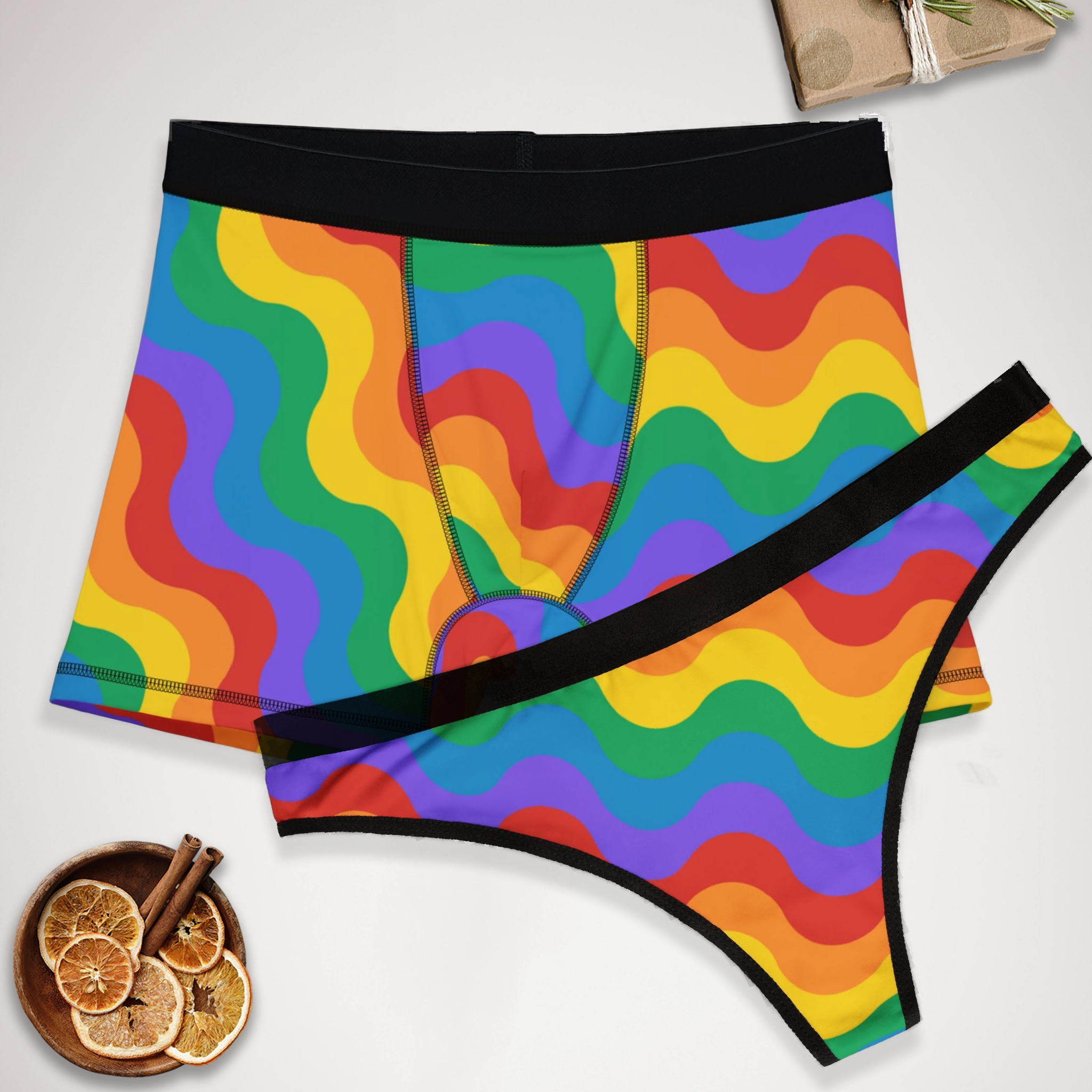 Matching underwear Pride Month for couples boxer & thong set