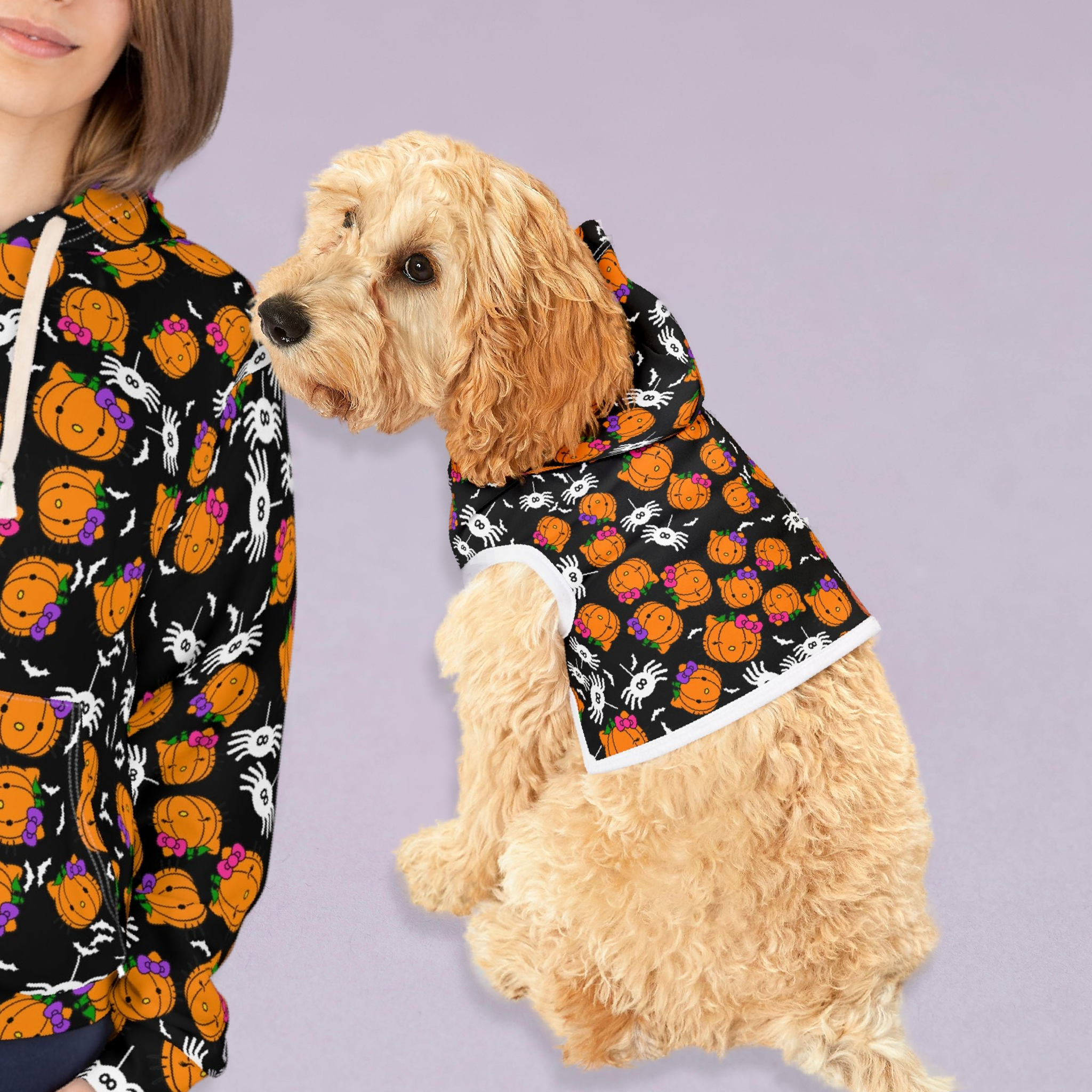 Matching Cat & Dog Pet and Owner Outfits double pumpkin kitty halloween unisex sweaters/hoodies