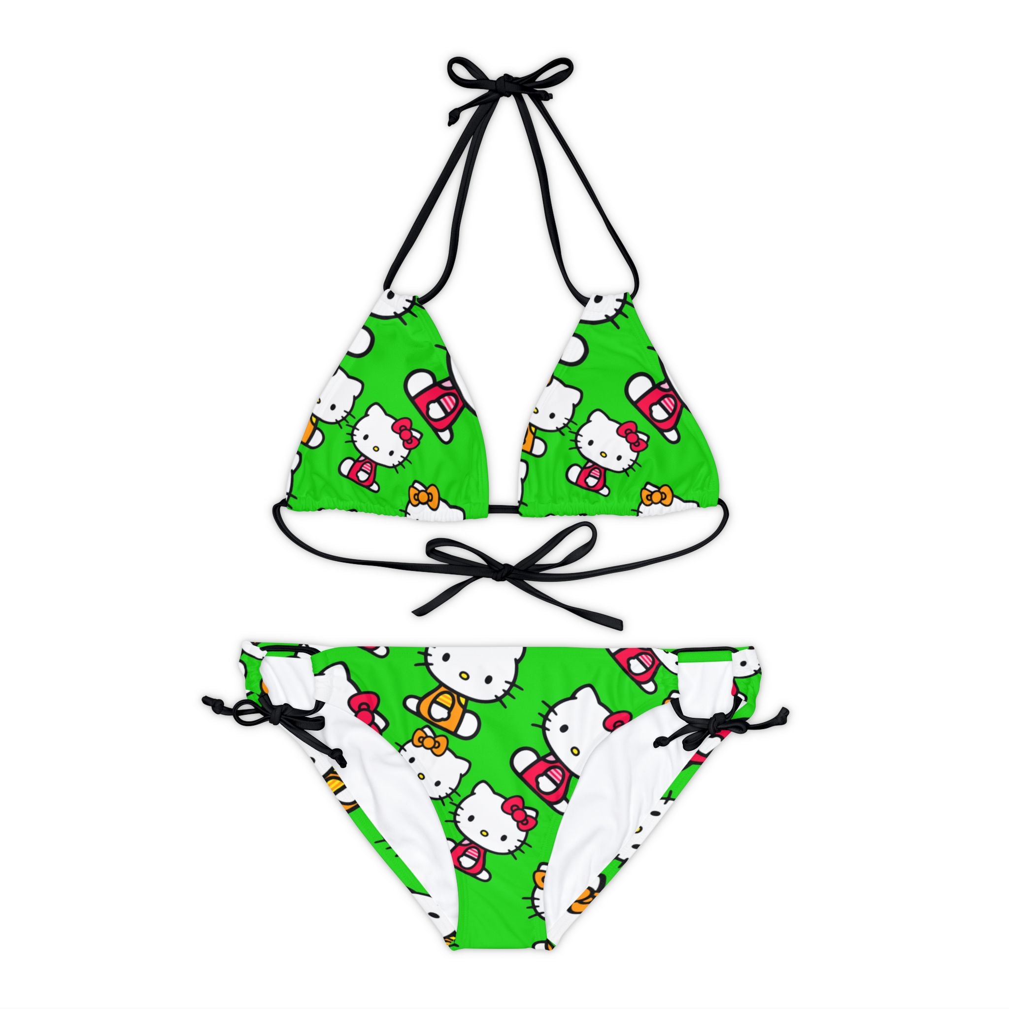 Strappy bikini set kitty two colors green